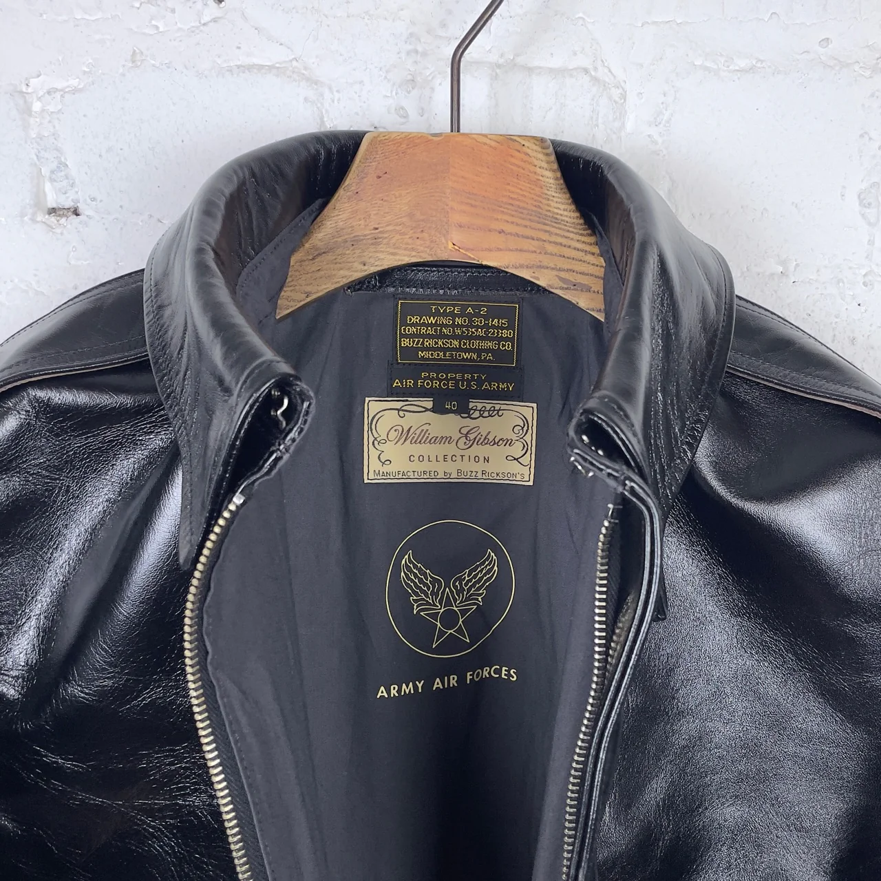 buzz rickson's | br80596 william gibson a-2 jacket black - Image 4