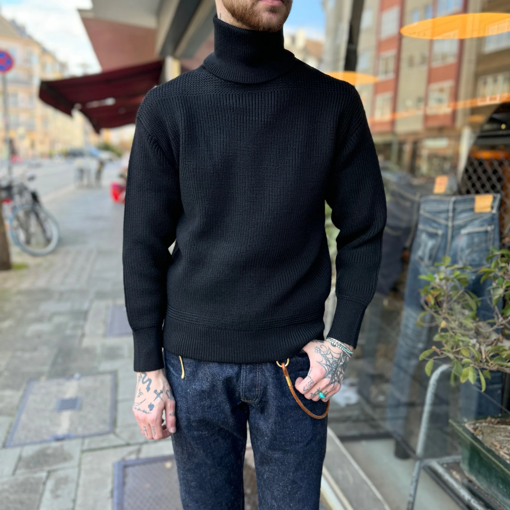 buzz rickson's | br90264 william gibson sweaters, wool, turtle neck, black - buzz rickson knitting mills - Image 3