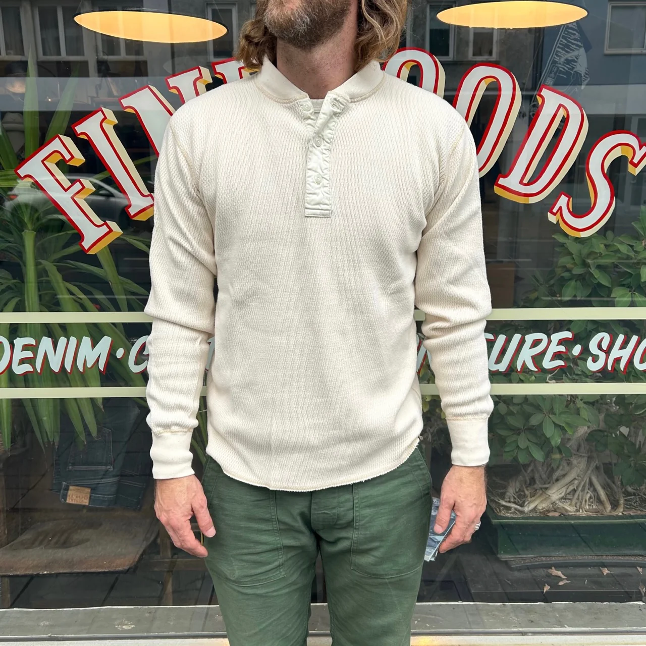 buzz rickson's | l-s thermal henley - natural - Image 3