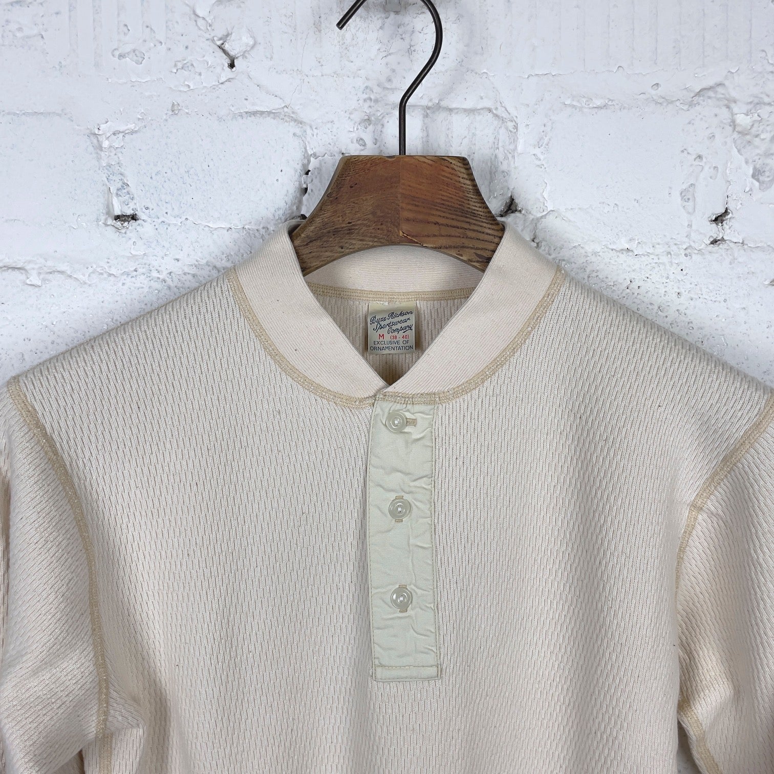 buzz rickson's | l-s thermal henley - natural - Image 4
