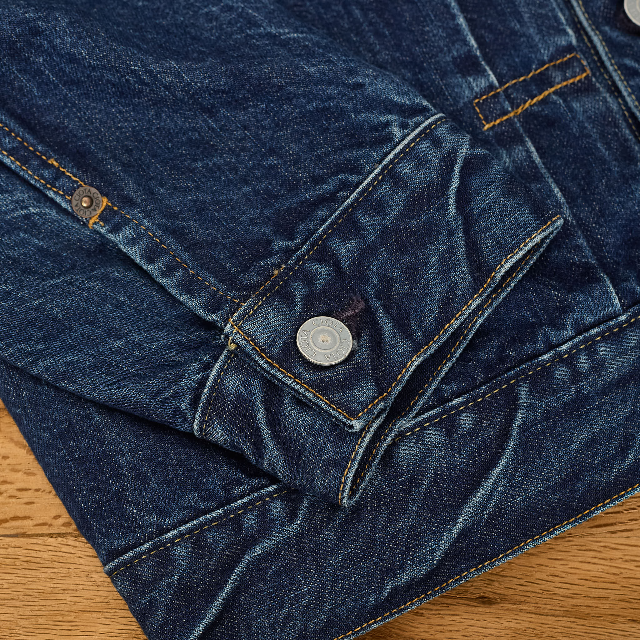 ciota | new double pocket denim jacket - dark blue damage - Image 7