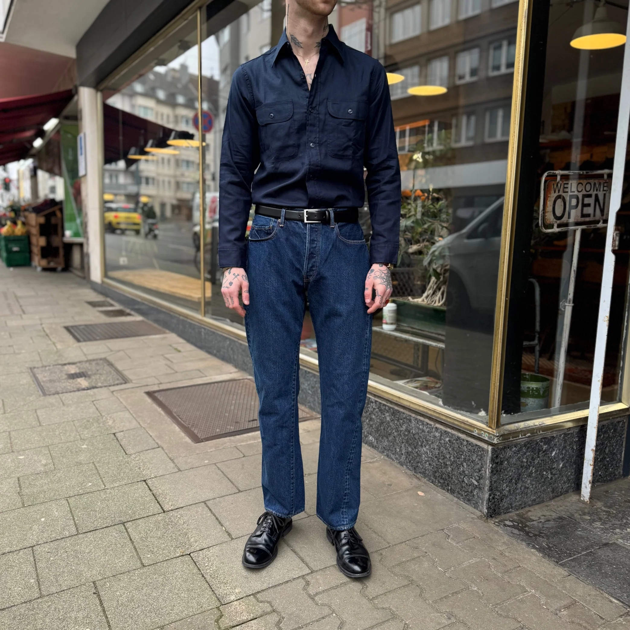 ciota | new straight 5 pocket pants - dark blue damage - Image 3