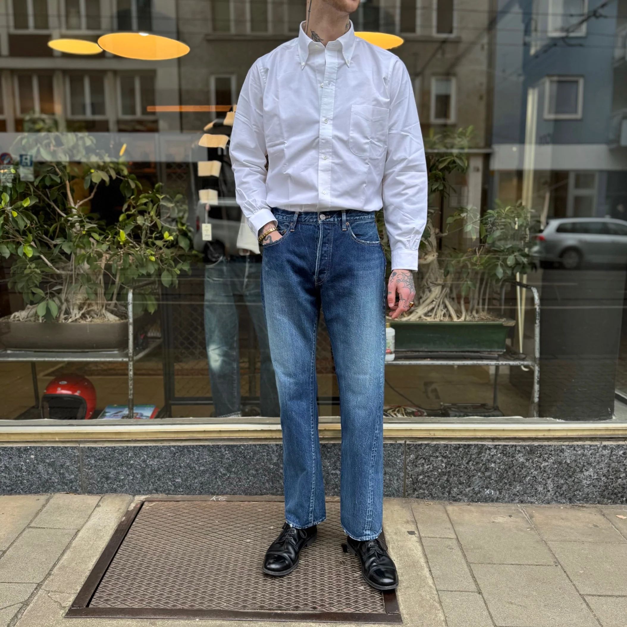 ciota | new straight 5 pocket pants - medium dark blue damage - Image 3