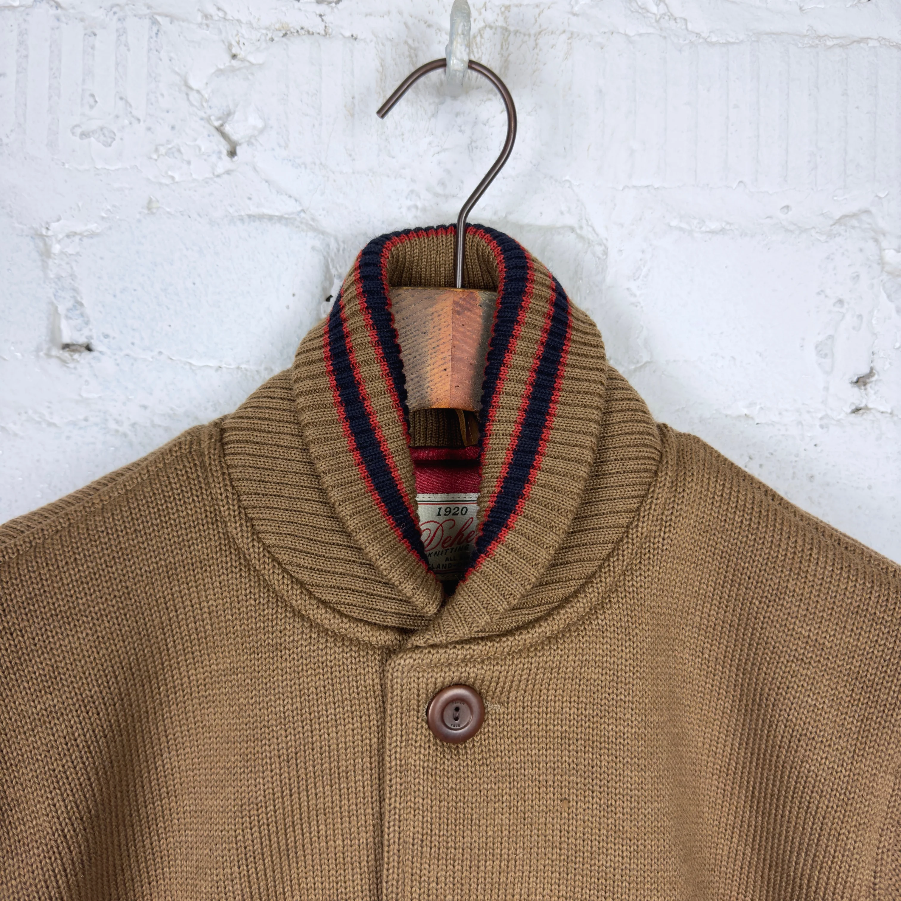 dehen 1920 | wool knit club jacket - dark tan - Image 3