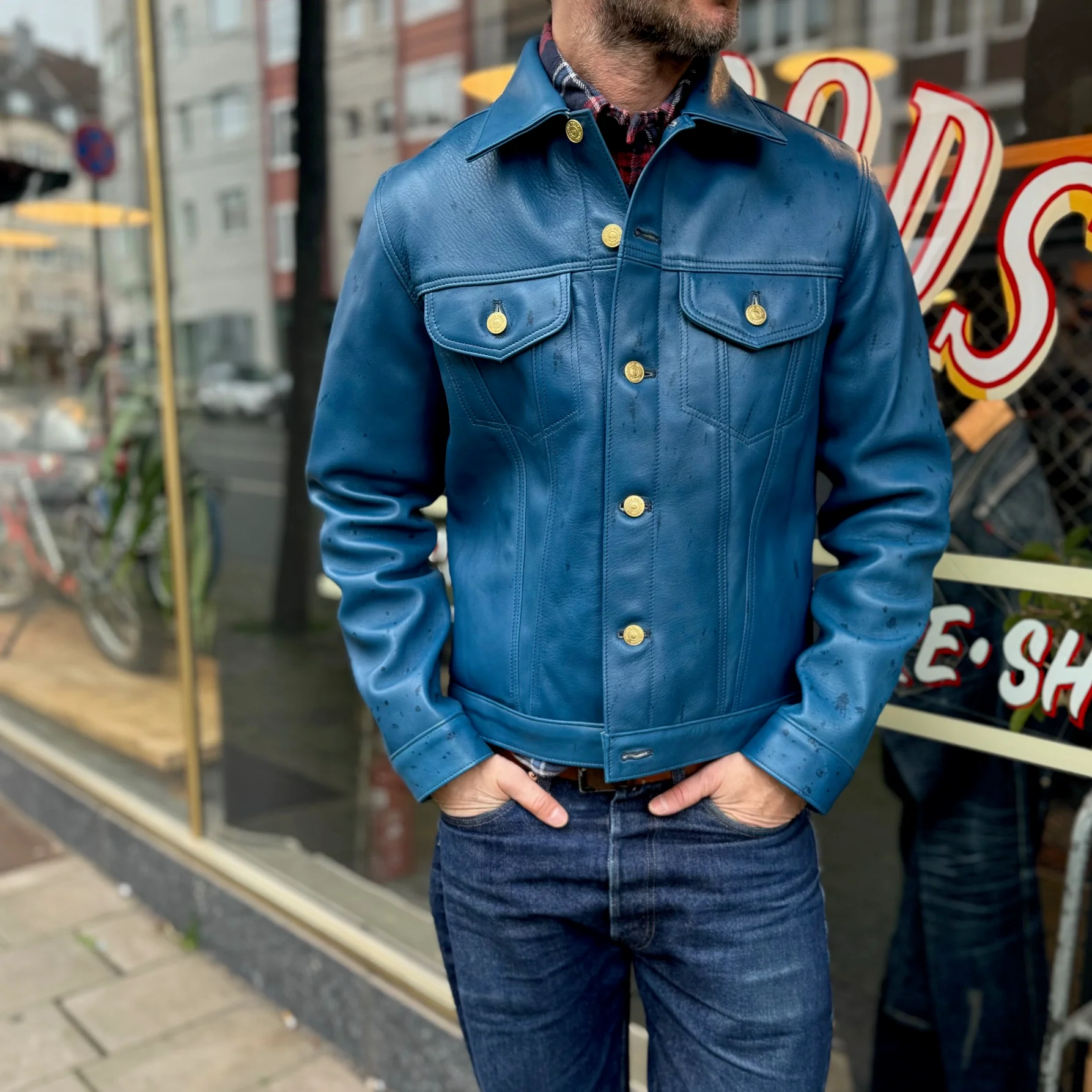 double helix | western pioneer indigo dyed horsehide jacket - Image 3