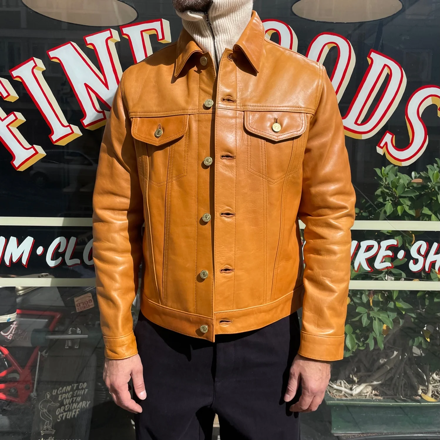 double helix | western pioneer oiled waxed horsehide jacket - caramel - Image 3