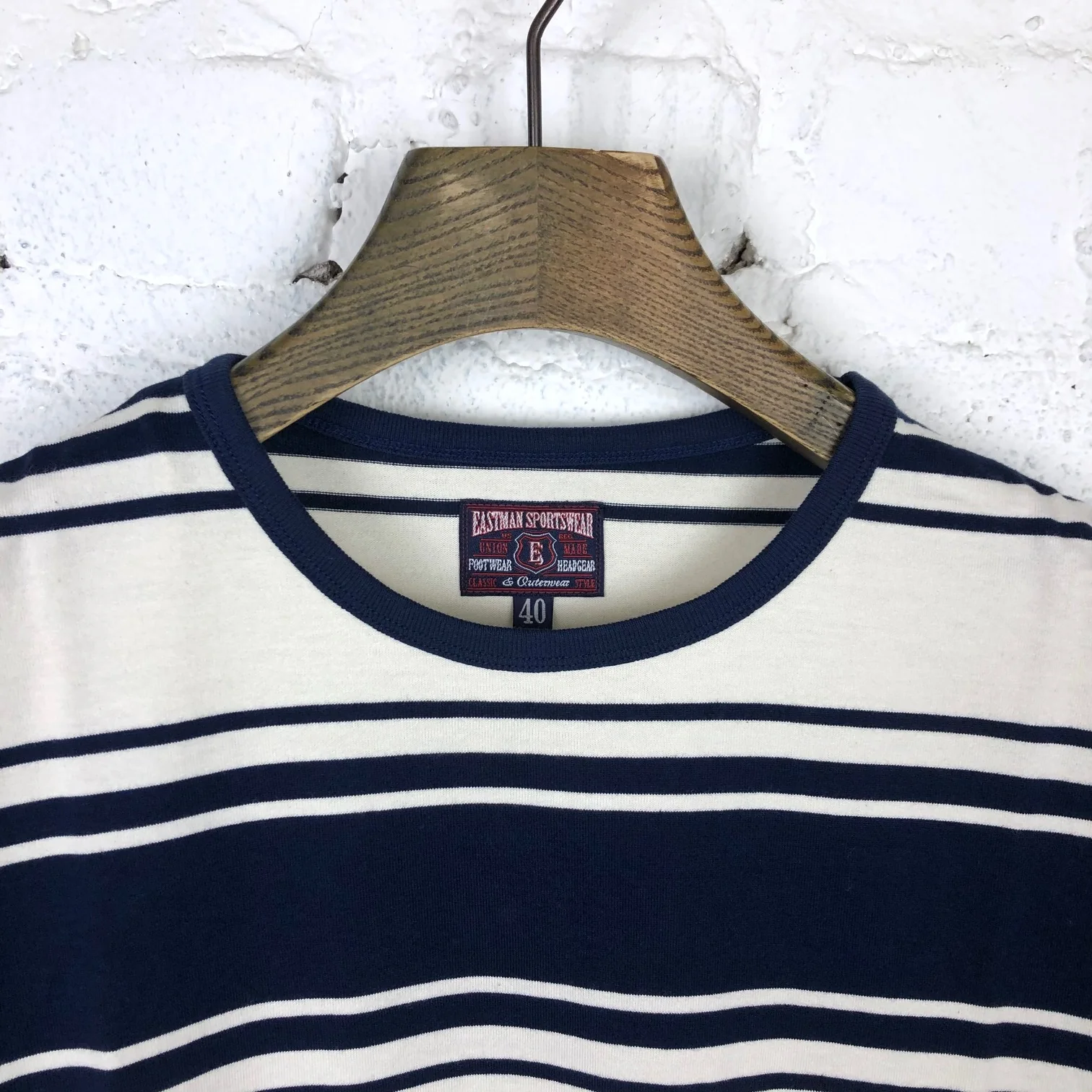 elmc | 40s biker hoop t white & navy - Image 4