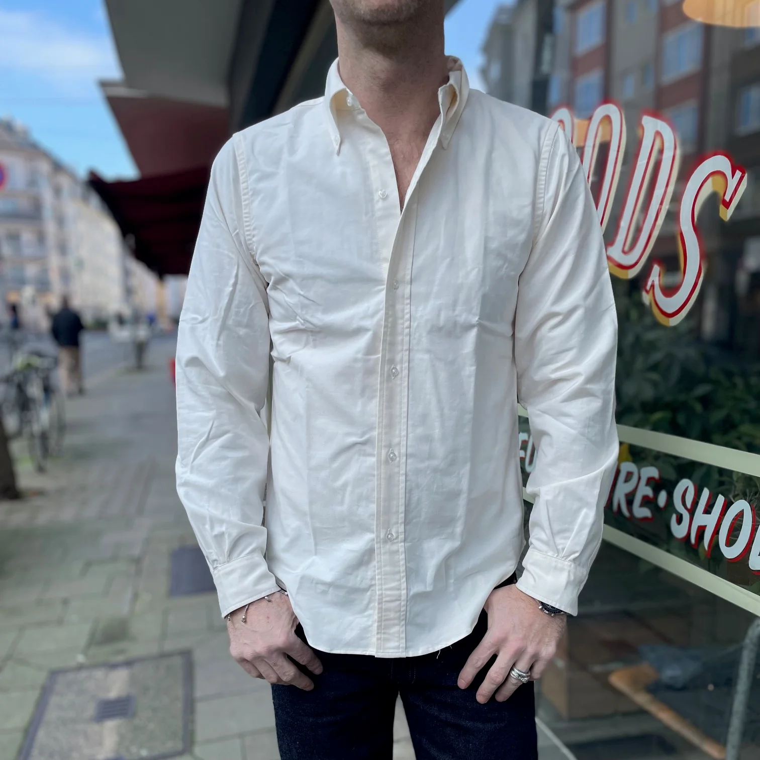 far east manufacturing | oxford button-down shirt - ecru - Image 3