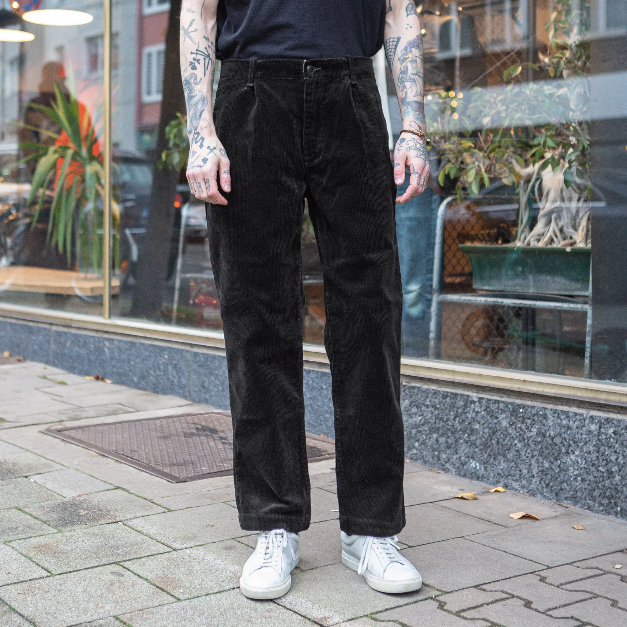 fob factory | f0533 corduroy trousers - black - Image 3