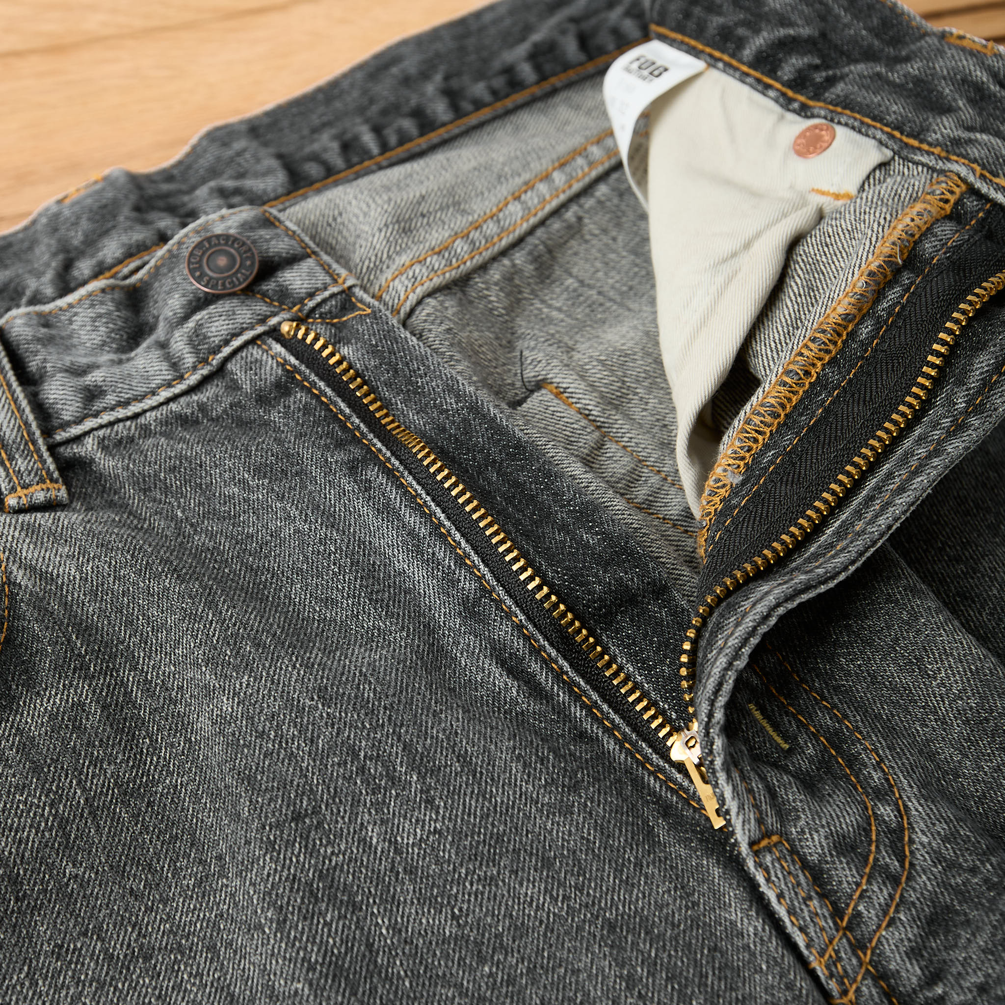 fob factory | f160 66 selvedge denim 5p used wash - black - Image 4