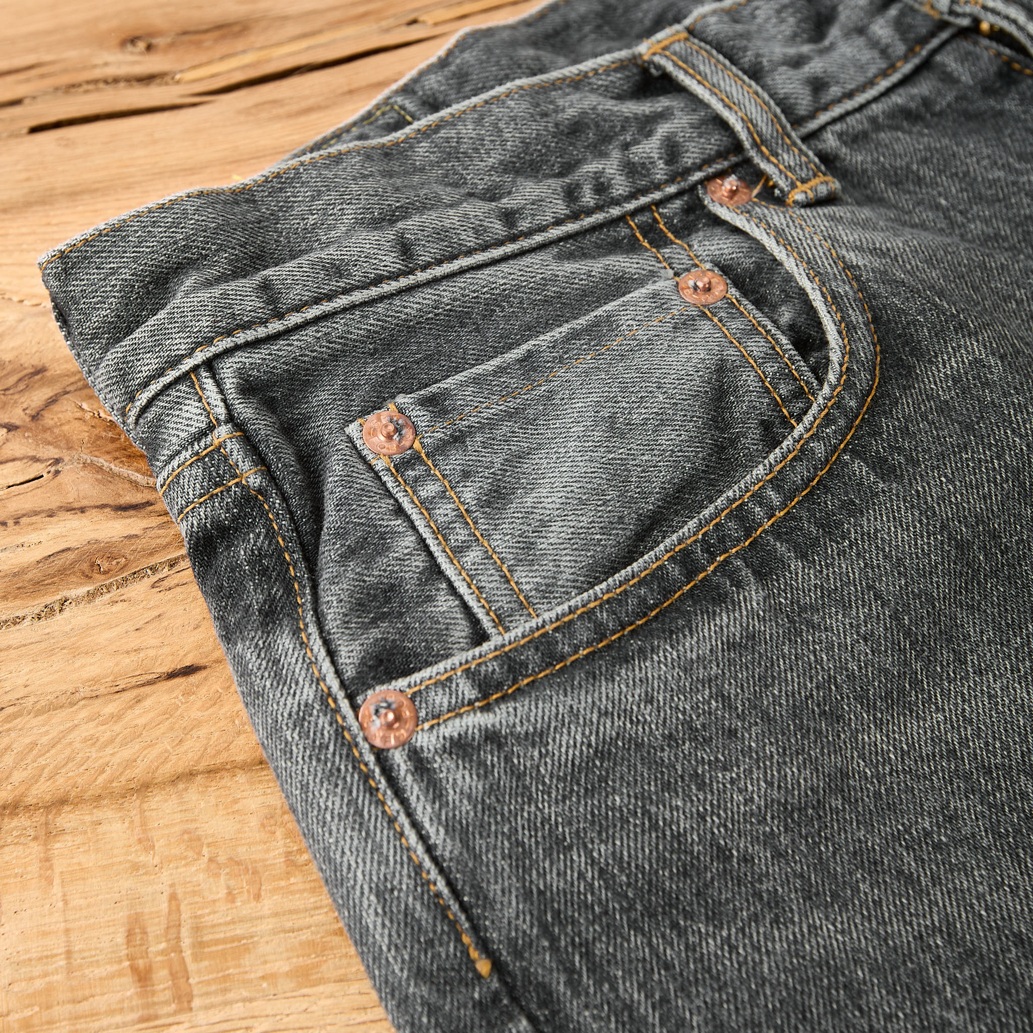 fob factory | f160 66 selvedge denim 5p used wash - black - Image 5