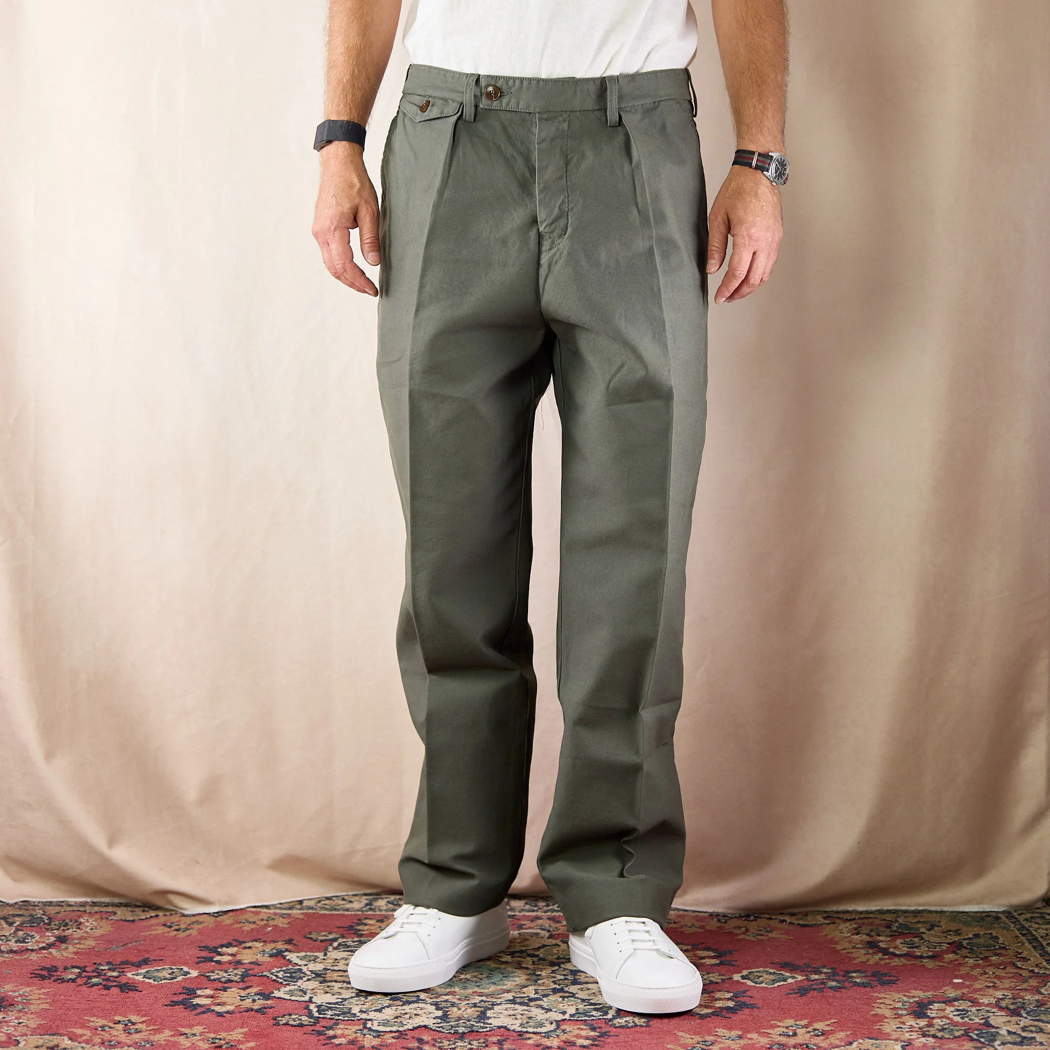fortela | riviera-r185t reversed cotton canvas trousers - green - Image 2