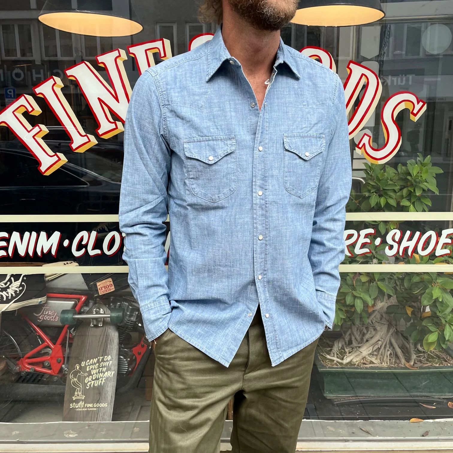 fortela | tex-j 12464 d200 chambray shirt vintage medium wash - Image 3