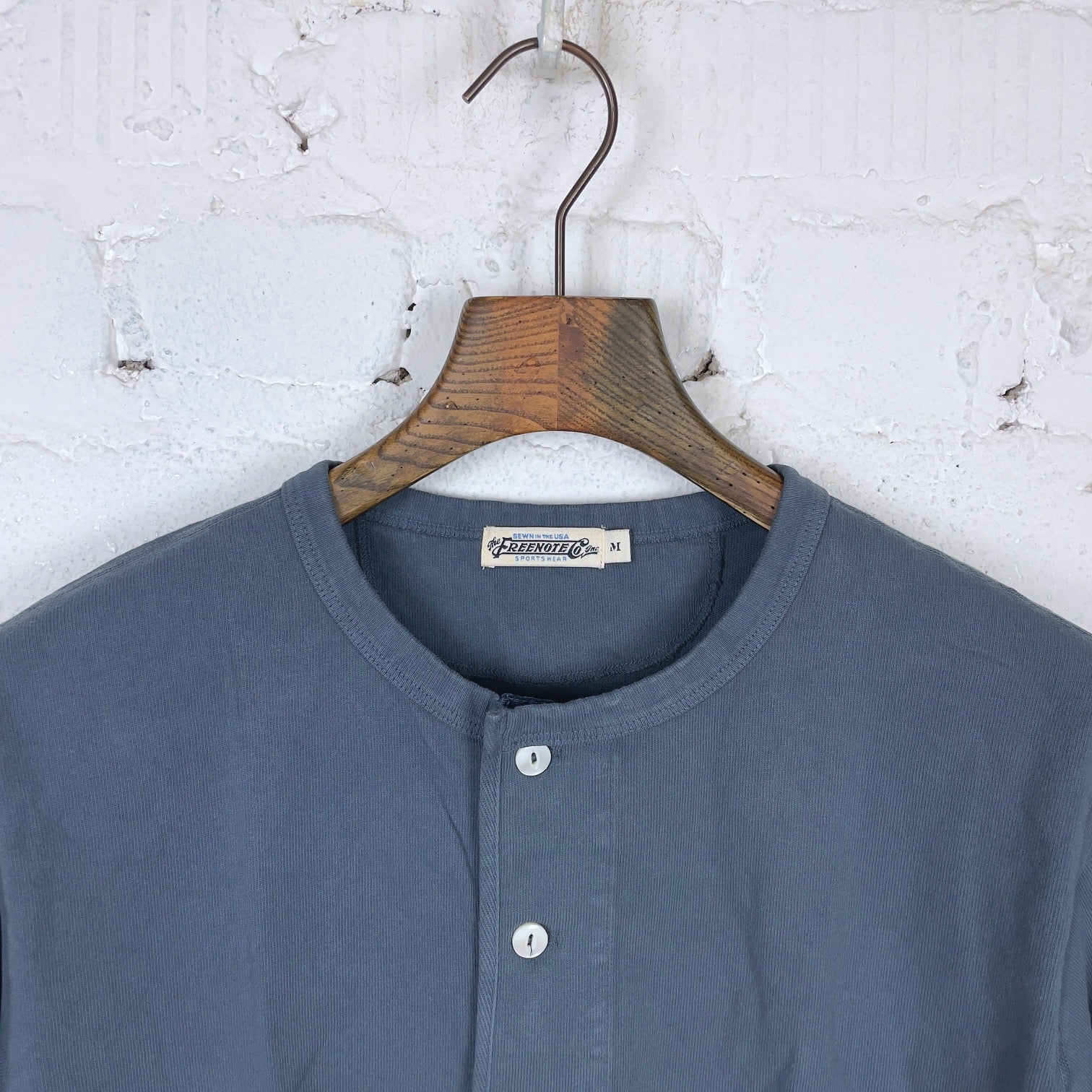 freenote cloth | 13 ounce henley l-s faded blue - Image 2