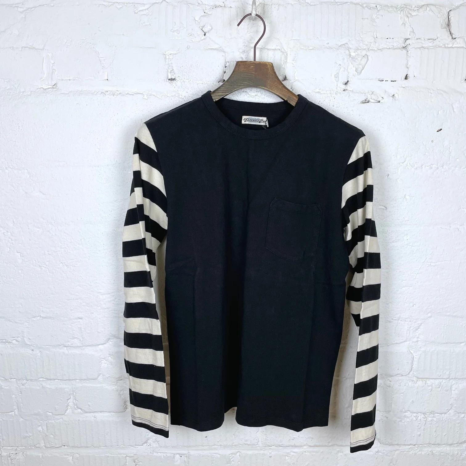 freenote cloth | 13 ounce shifter tee l-s black combo