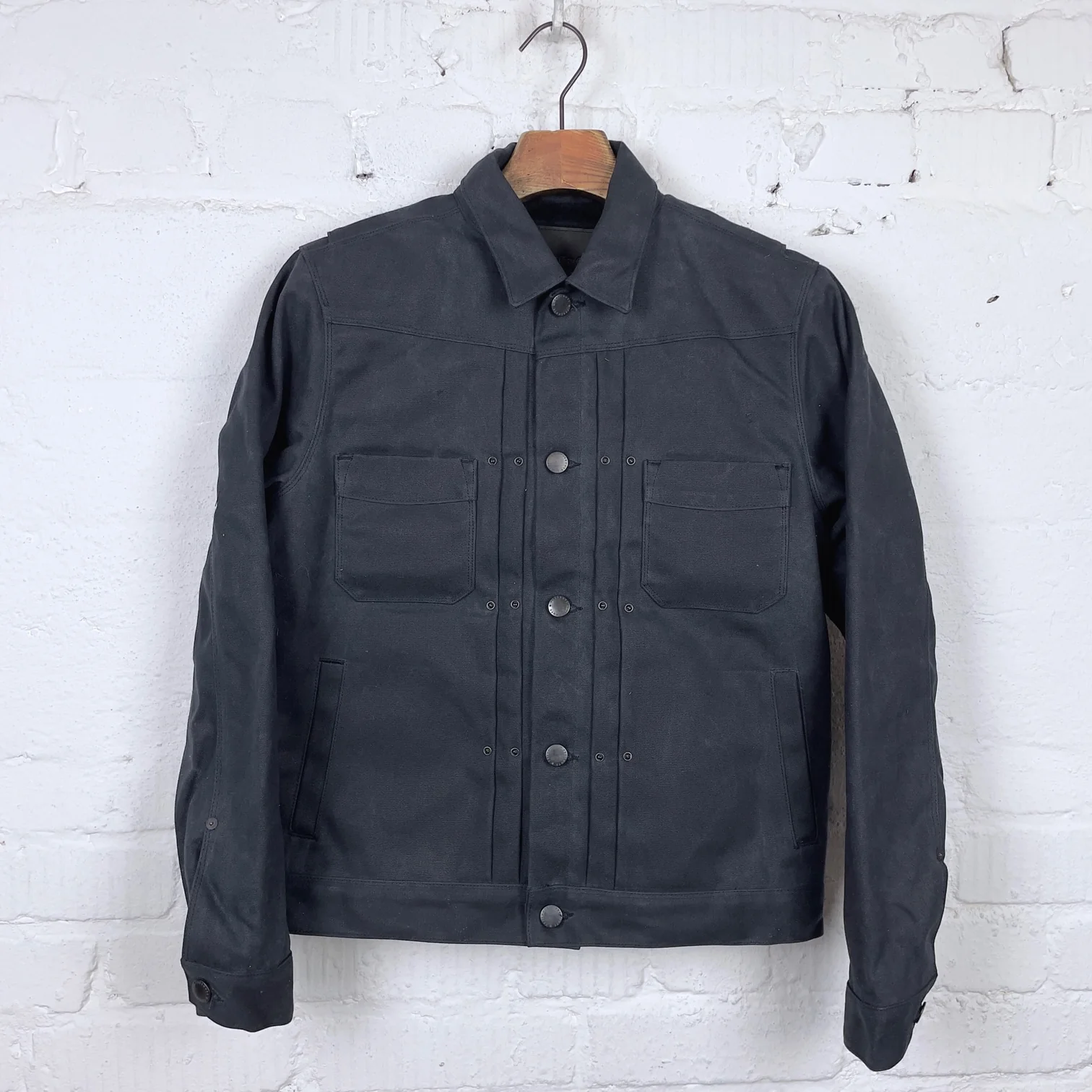 freenote cloth | riders jacket heavy waxed canvas black alpaca