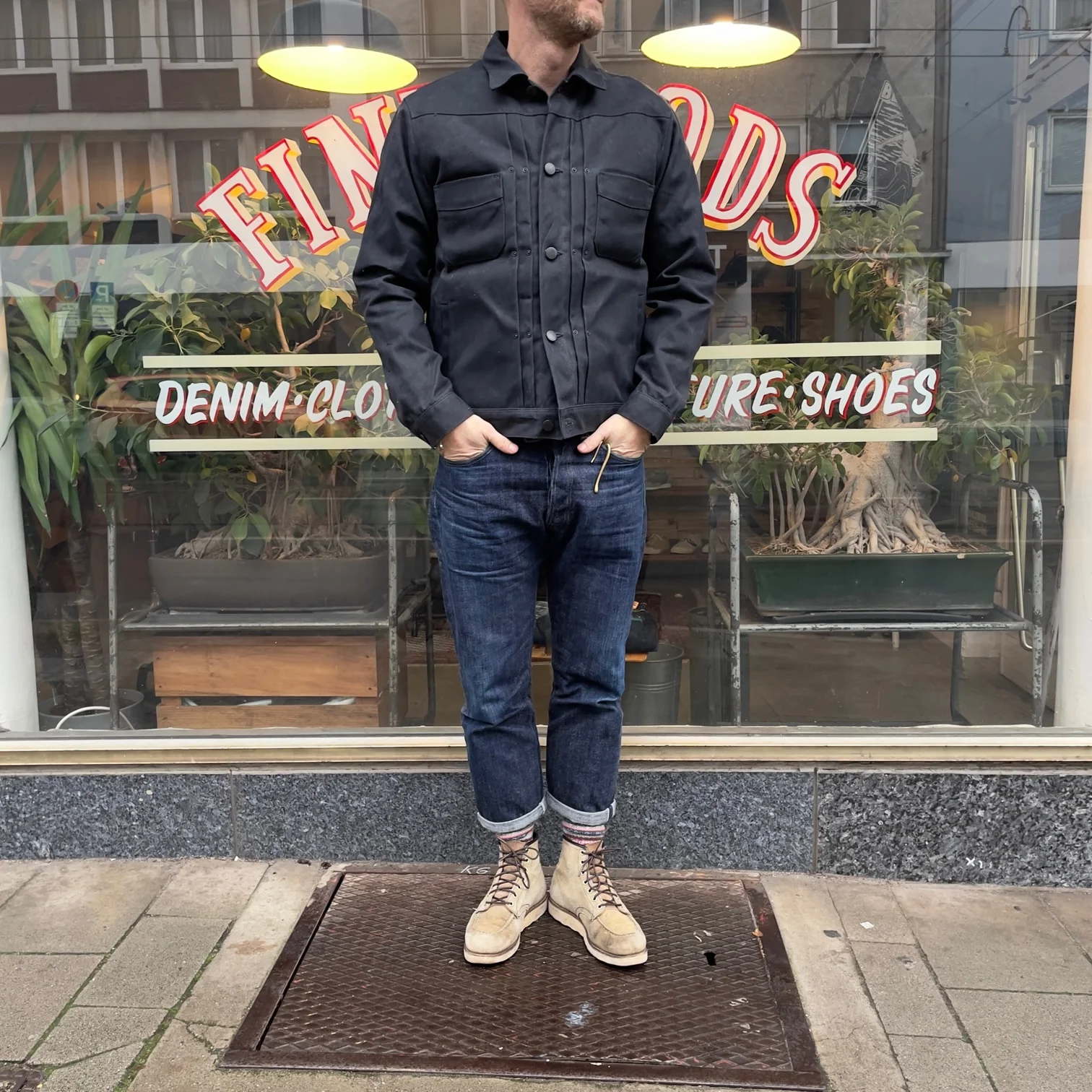 freenote cloth | riders jacket heavy waxed canvas black alpaca - Image 3