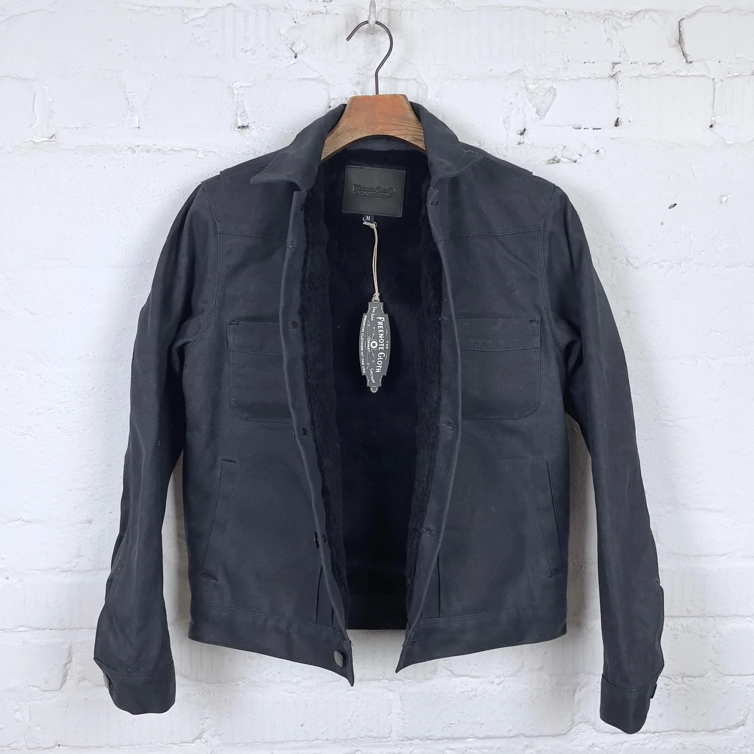 freenote cloth | riders jacket heavy waxed canvas black alpaca - Image 5