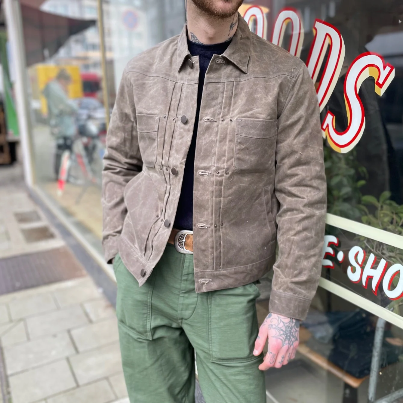 freenote cloth | riders jacket waxed canvas oak - Image 2