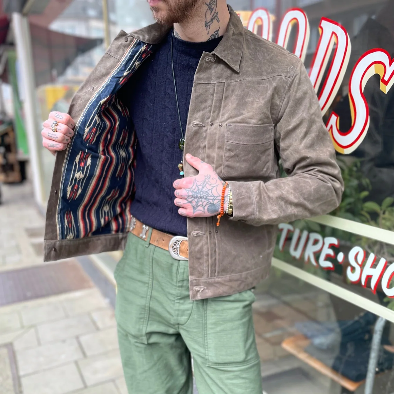 freenote cloth | riders jacket waxed canvas oak - Image 3