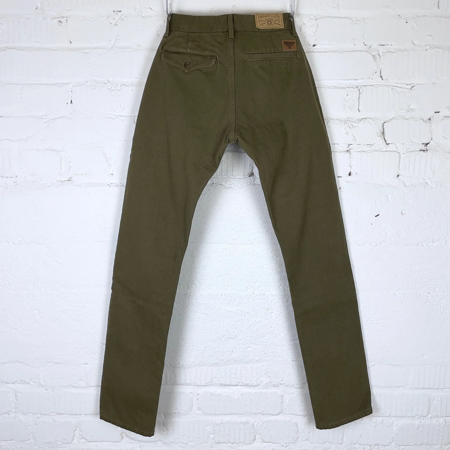 freenote cloth | workers chino slim fit 14oz slub army green - Image 4