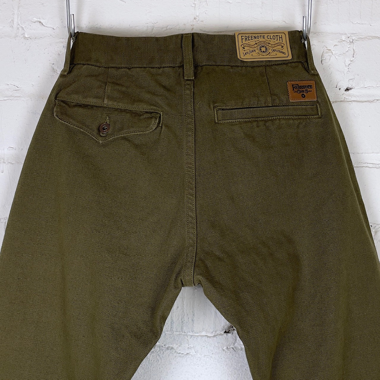 freenote cloth | workers chino slim fit 14oz slub army green - Image 5