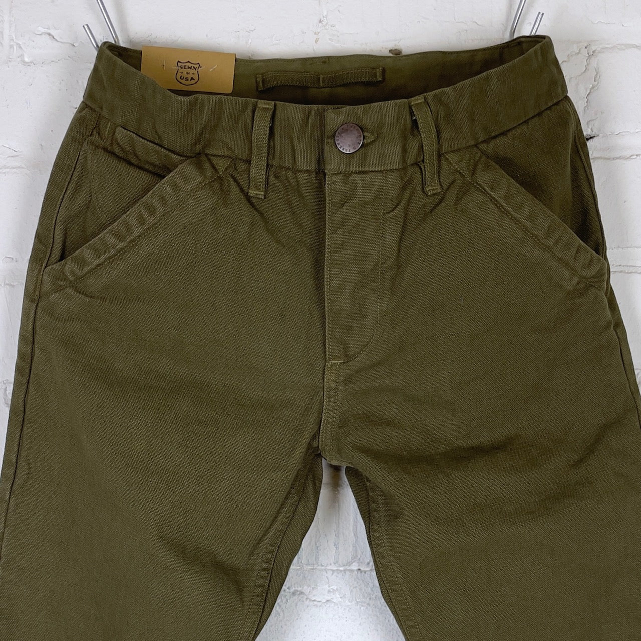 freenote cloth | workers chino slim fit 14oz slub army green - Image 6