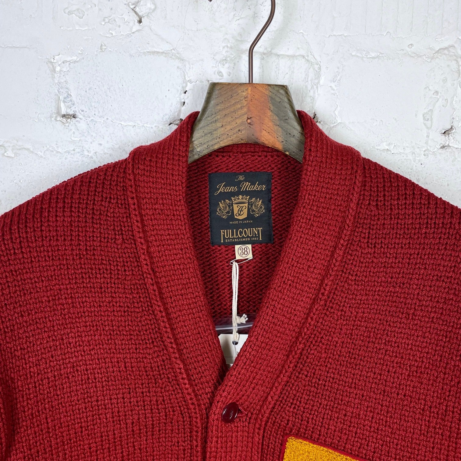 fullcount | 3008 husk wool letterman cardigan (30th anniversary item) burgundy - Image 4