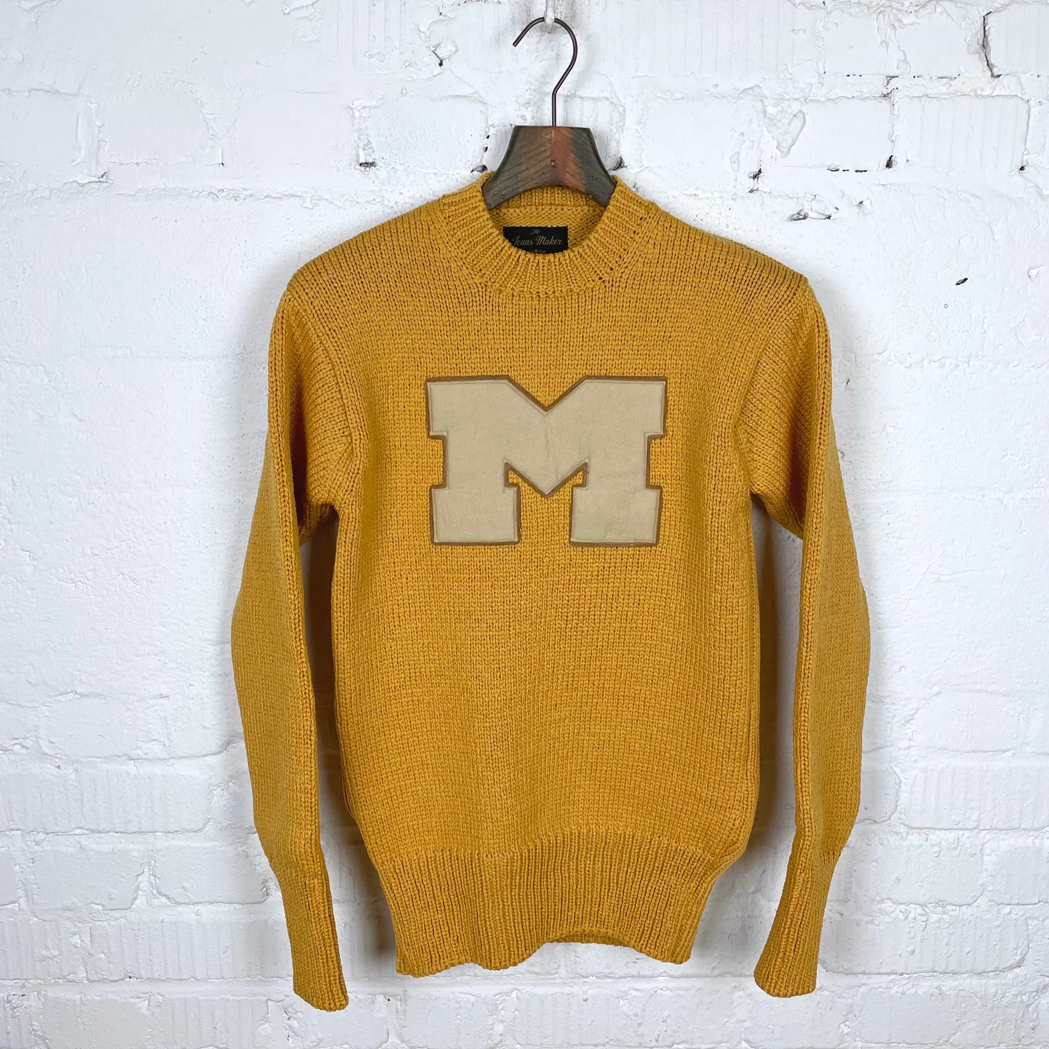 fullcount | 3009 husk wool letterman school sweater (30th anniversary item) mustard