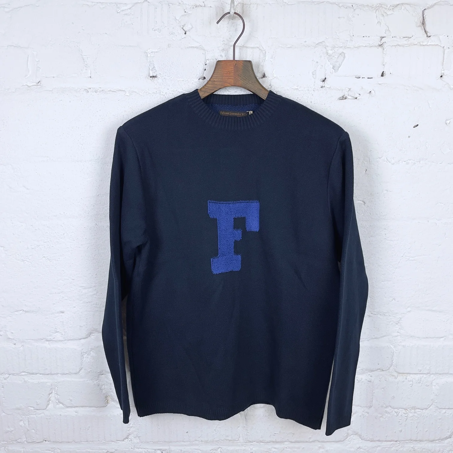 fullcount | 3010 lettered cotton sweater navy
