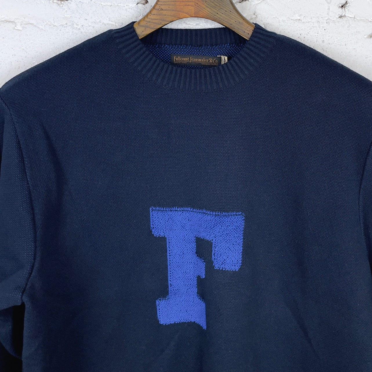 fullcount | 3010 lettered cotton sweater navy - Image 3
