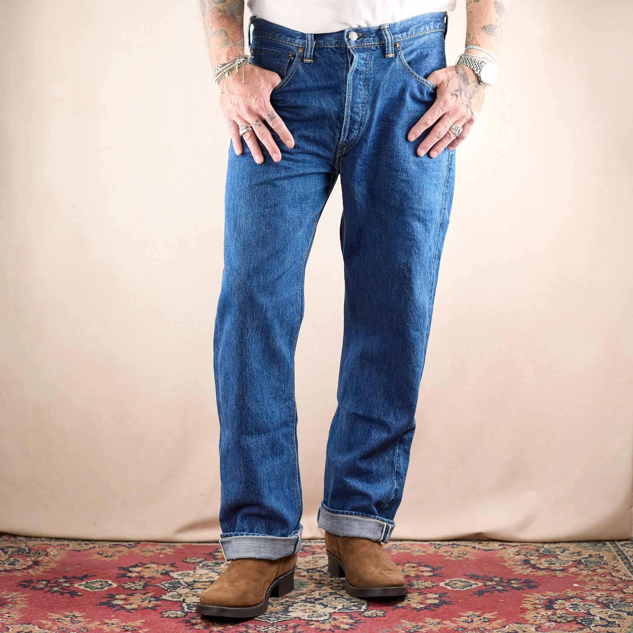 fullcount x stuf|f | 1101-10 "10th anniversary" selvedge jeans - stonewash - Image 2