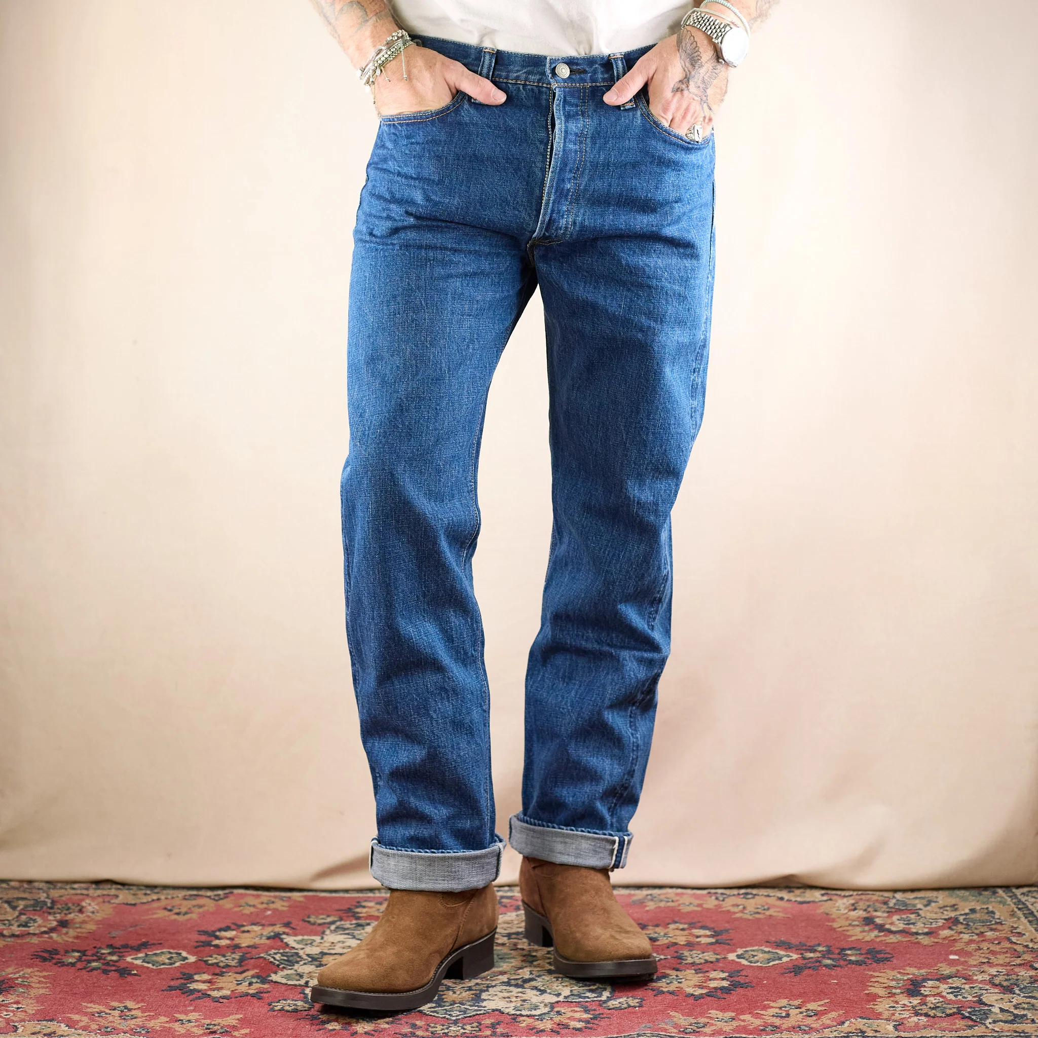 fullcount x stuf|f | 1108-10 "10th anniversary" selvedge jeans - stonewash - Image 2
