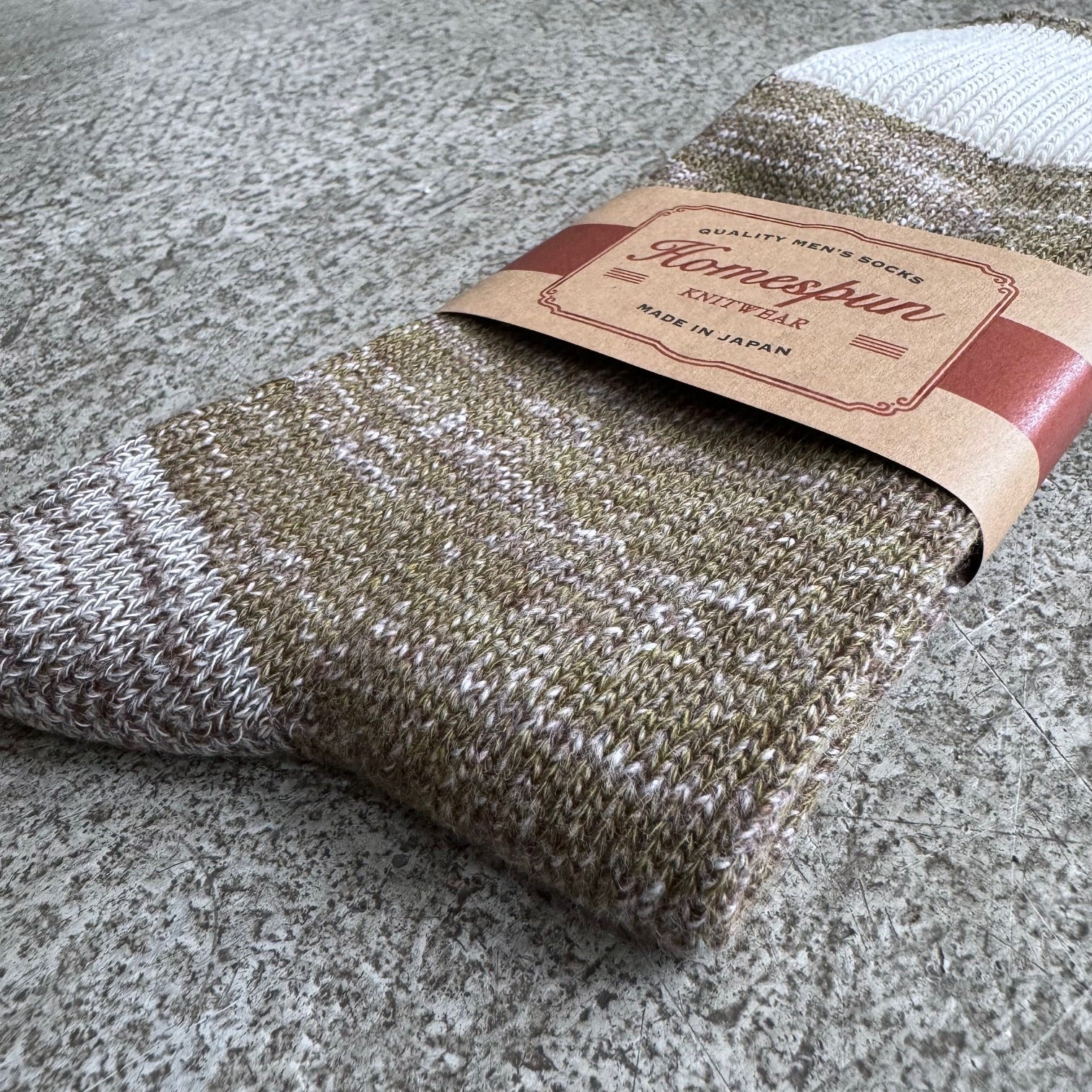 homespun knitwear | dust bowl work sock olive-brown - Image 2