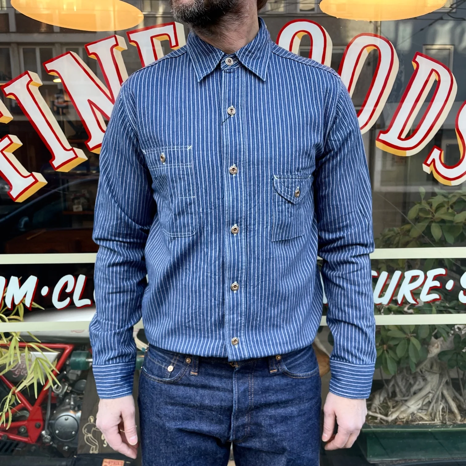 jelado | smoker shirt indigo stripe - Image 3