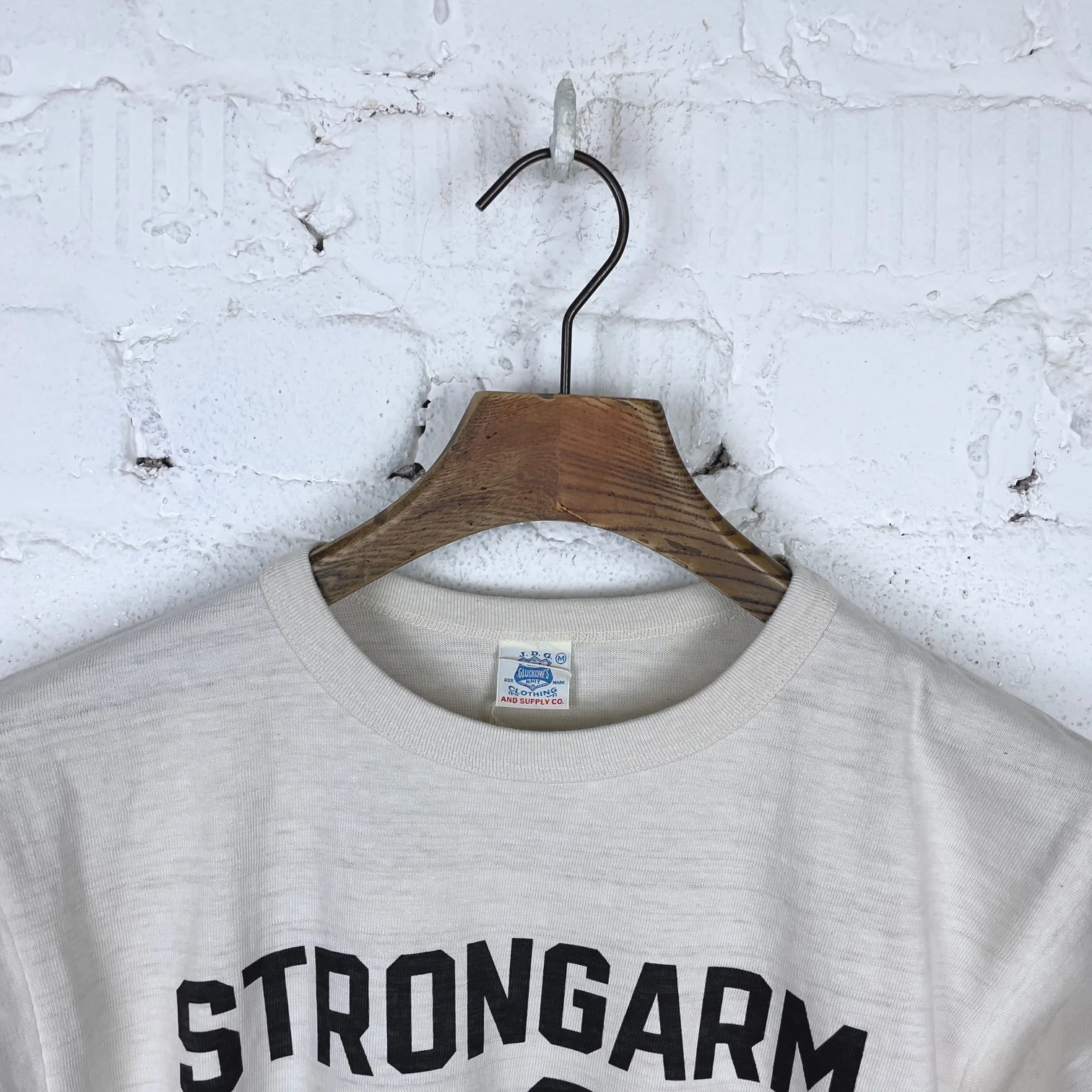 john gluckow by warehouse | jg-cs06 college store numbering t-shirt beige - Image 3