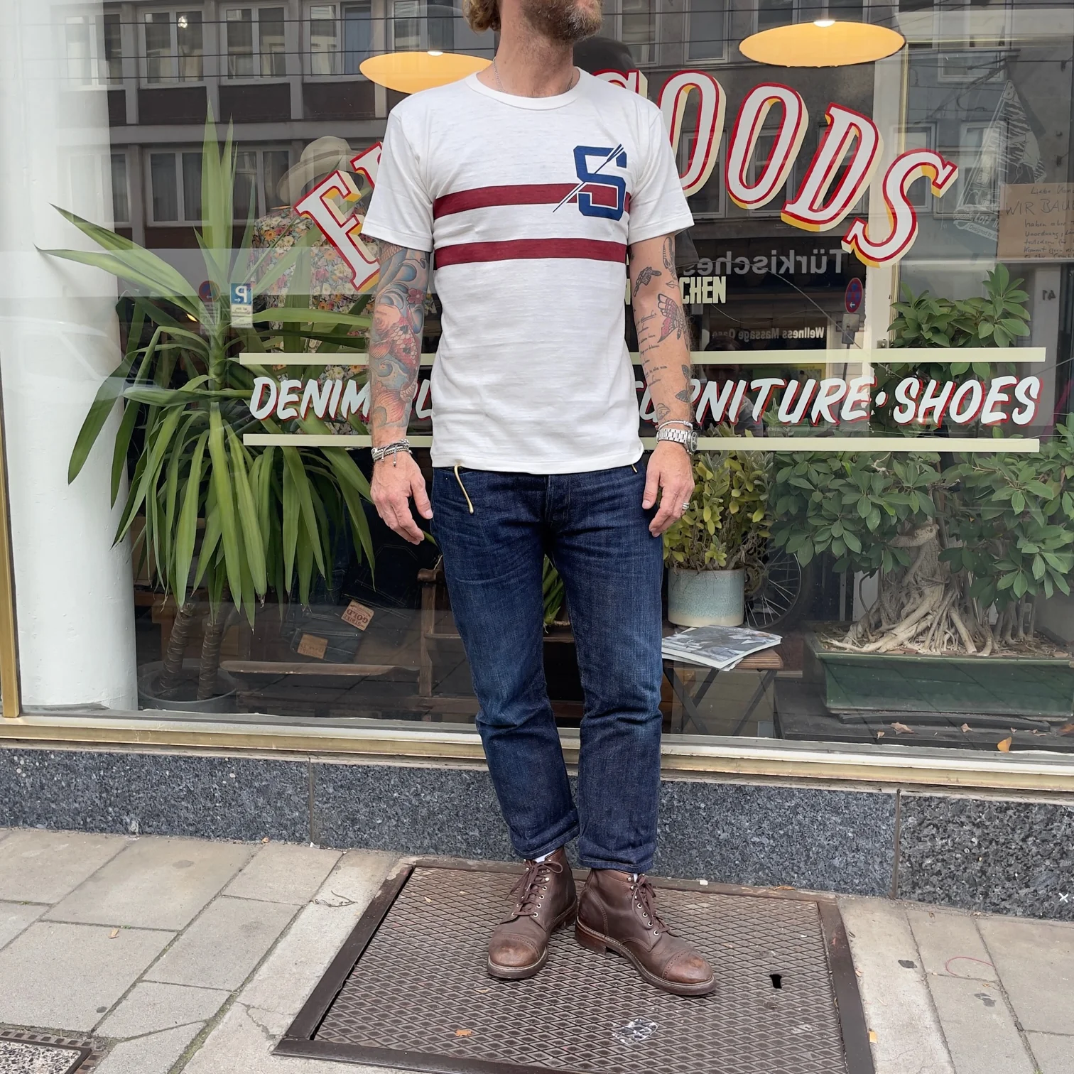 john gluckow by warehouse | jg-cs06 rowing t-shirt off-white - Image 5
