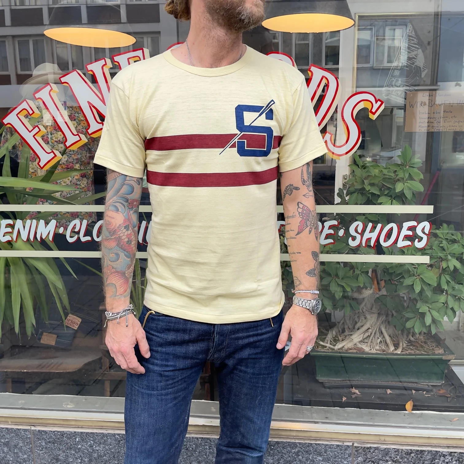 john gluckow by warehouse | jg-cs06 rowing t-shirt yellow - Image 4