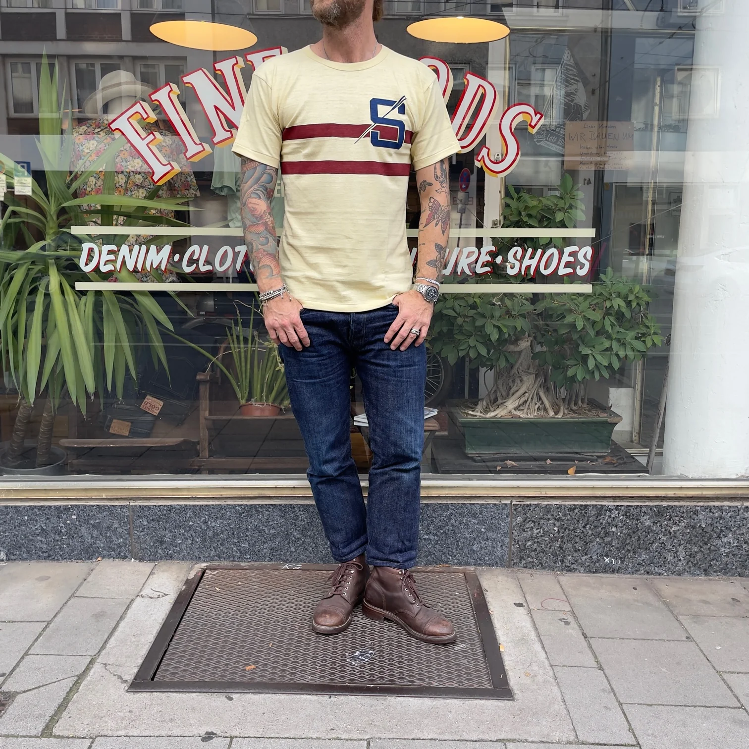 john gluckow by warehouse | jg-cs06 rowing t-shirt yellow - Image 5