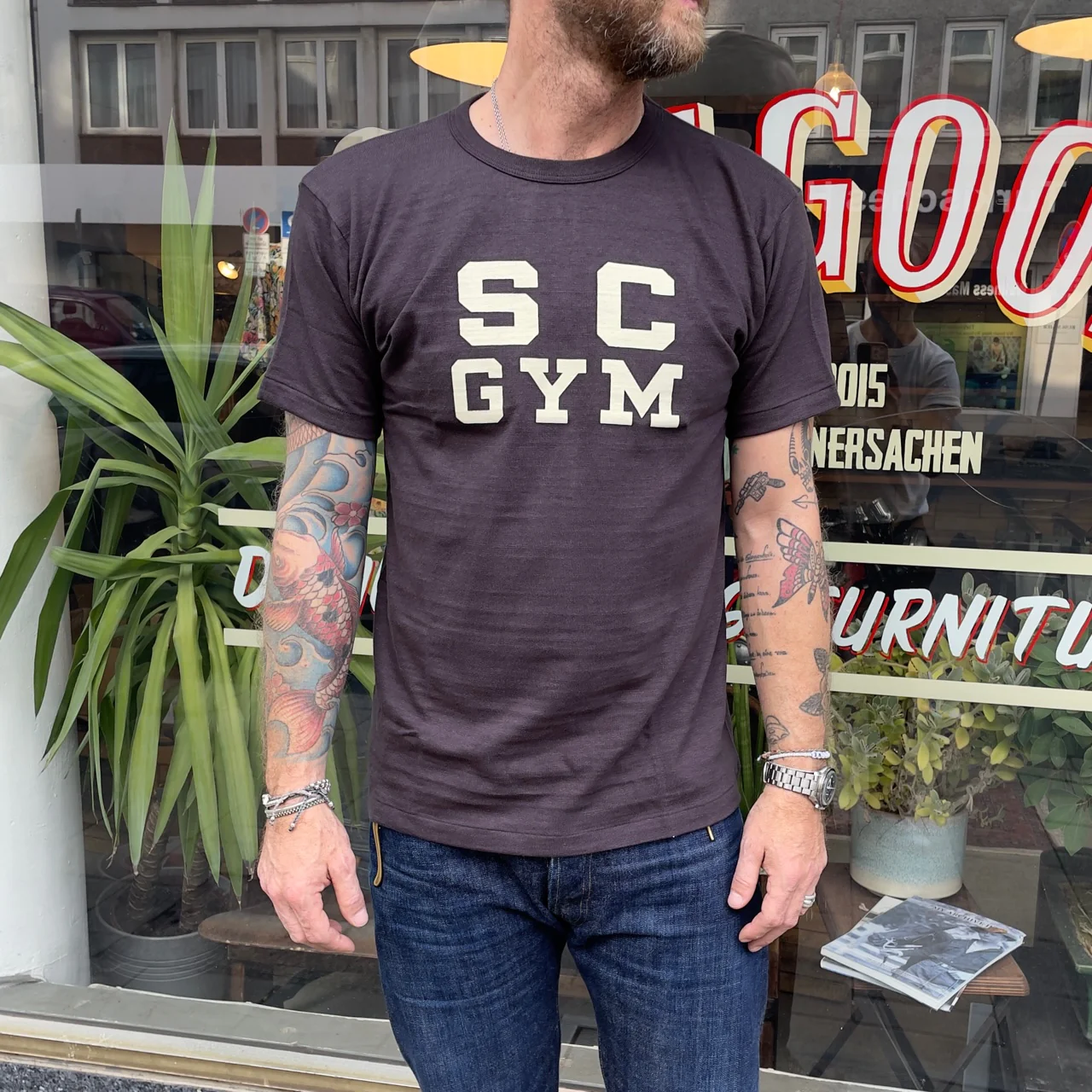 john gluckow by warehouse | jg-cs06 sc gym t-shirt sumikuro (black) - Image 3