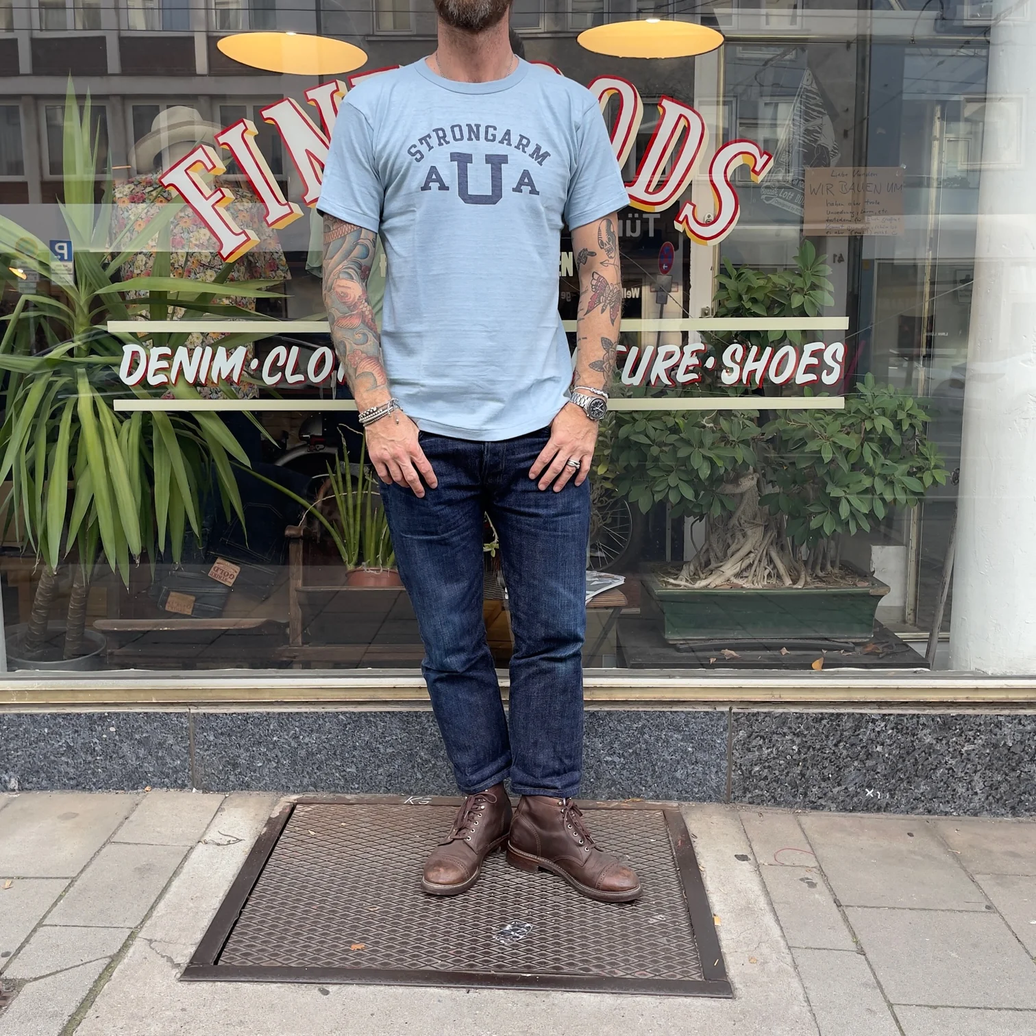 john gluckow by warehouse | jg-cs06 strongarm u athletic association t-shirt sax - Image 2