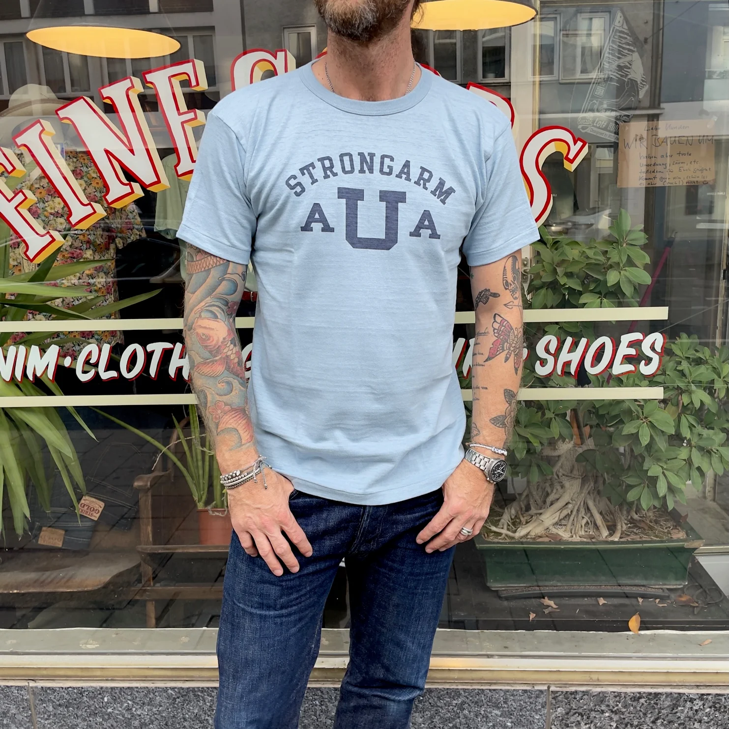 john gluckow by warehouse | jg-cs06 strongarm u athletic association t-shirt sax - Image 3