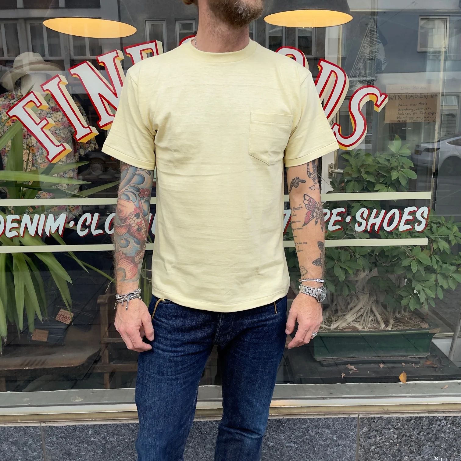john gluckow by warehouse | jg-cs07 standard pocket t-shirt yellow - Image 3