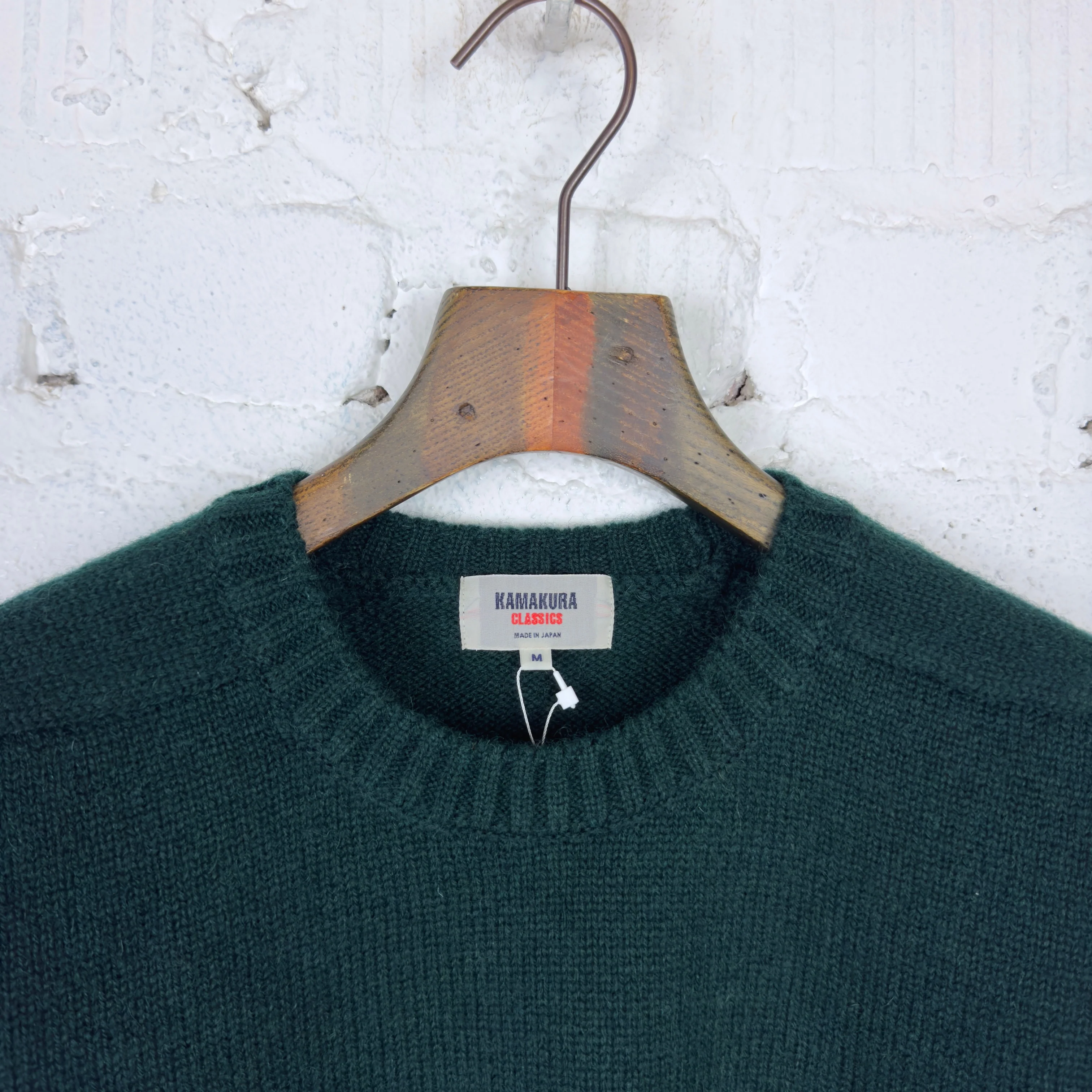 kamakura shirts | 5 gauge shetland crewneck sweater - bottle green - Image 4