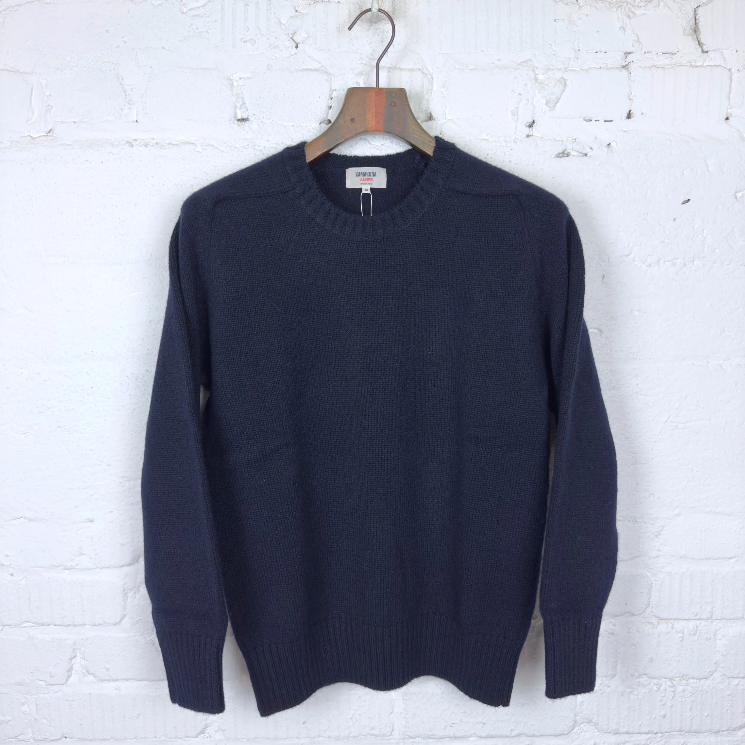 kamakura shirts | 5 gauge shetland crewneck sweater - navy