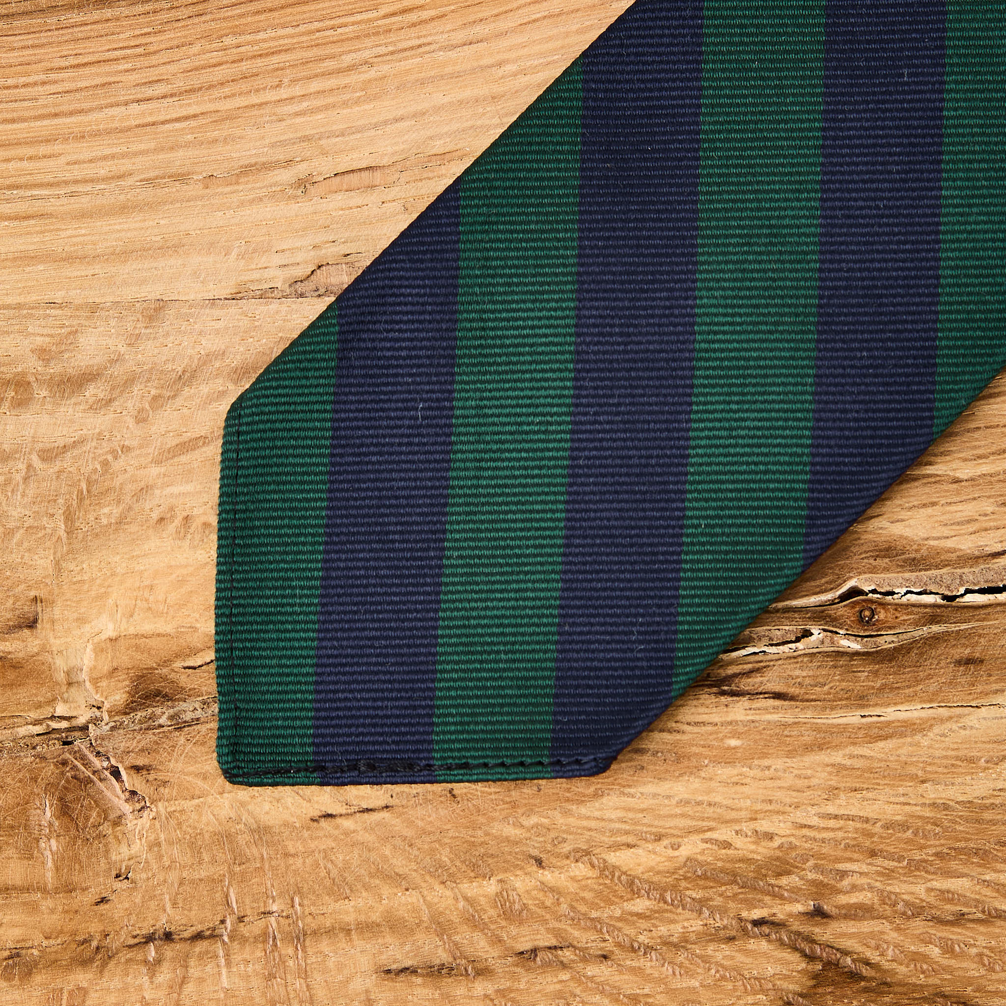 kamakura shirts | untipped machine stitched edge regimental tie - green - Image 3