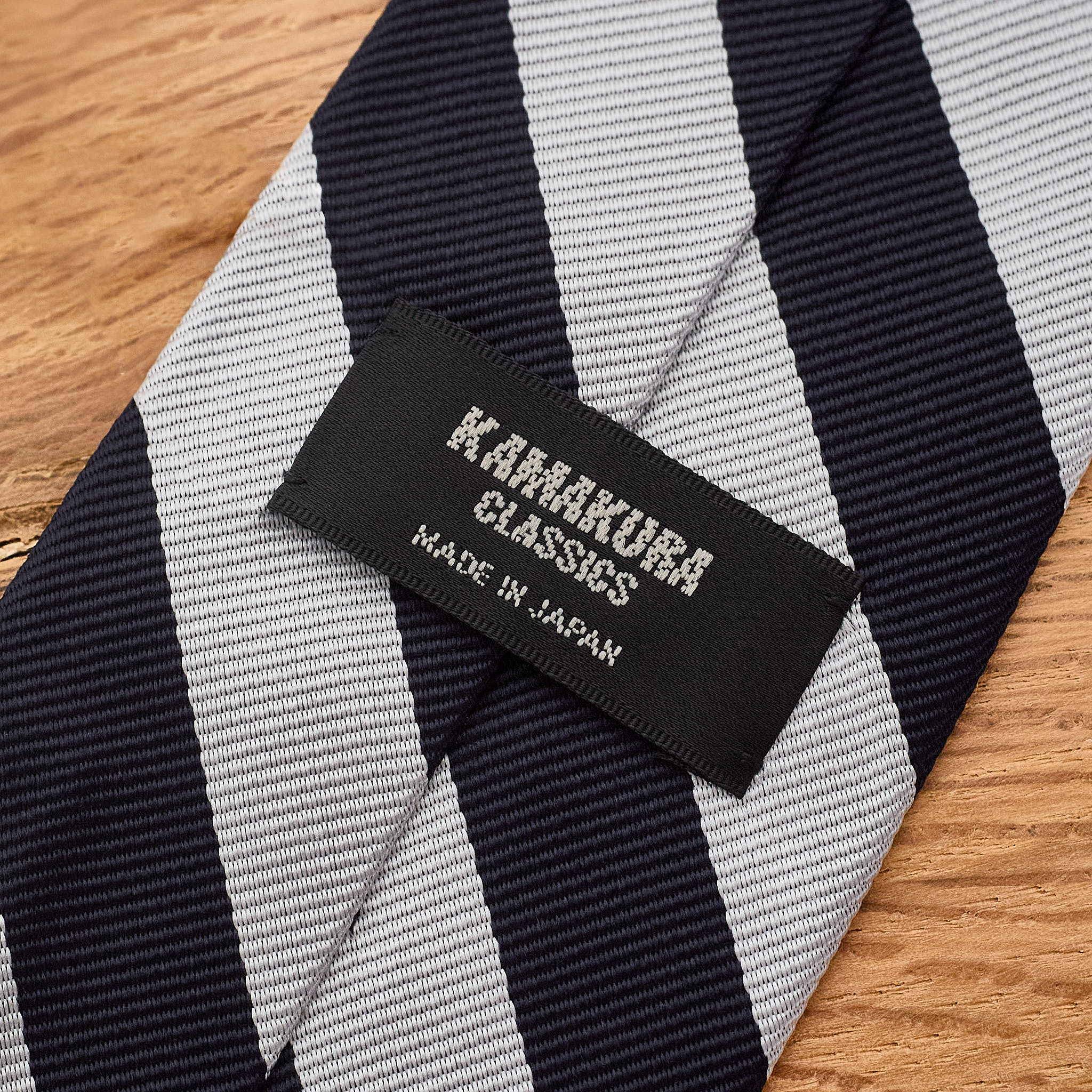 kamakura shirts | untipped machine stitched edge regimental tie - navy - Image 3
