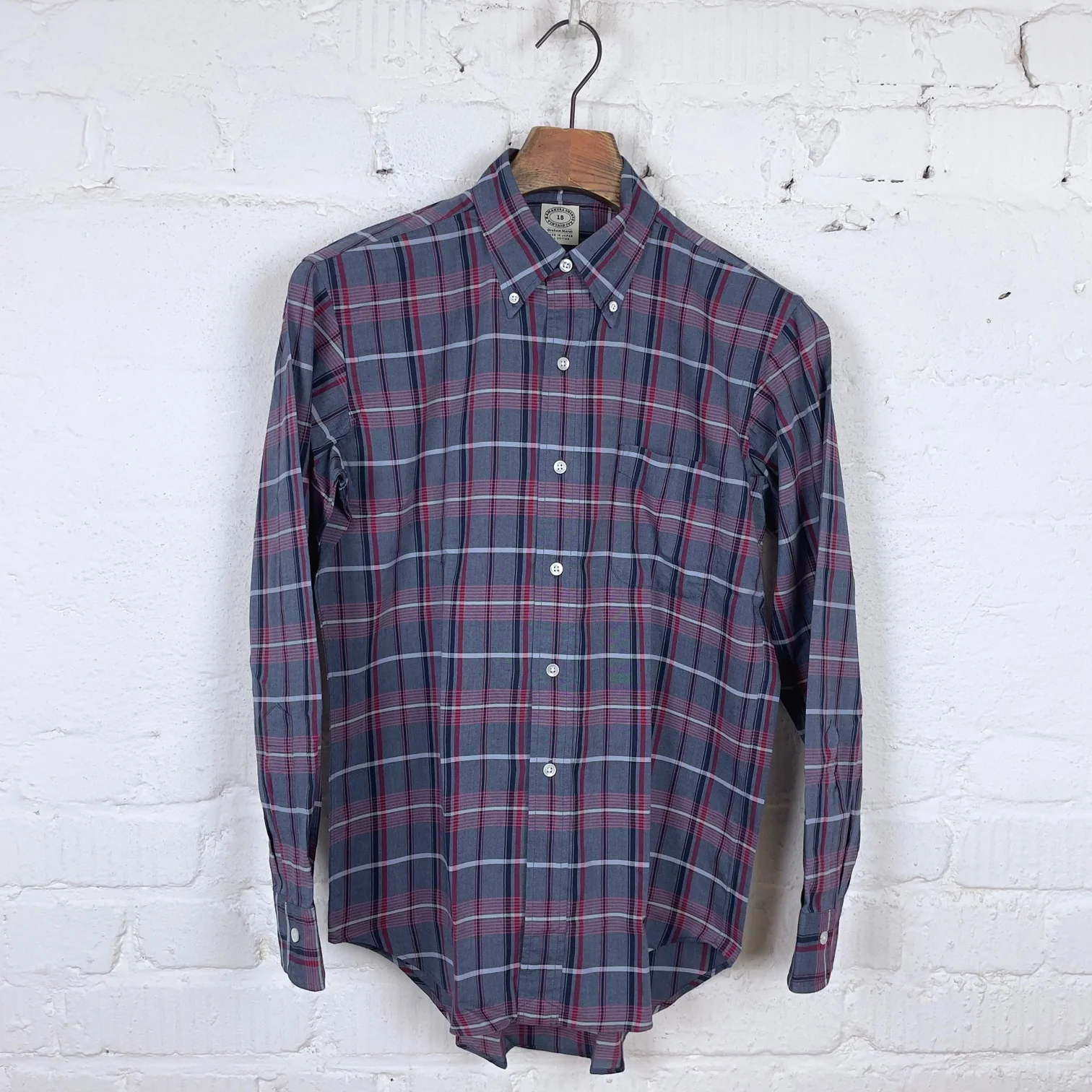 kamakura shirts | vintage ivy button down blue madras plaid shirt