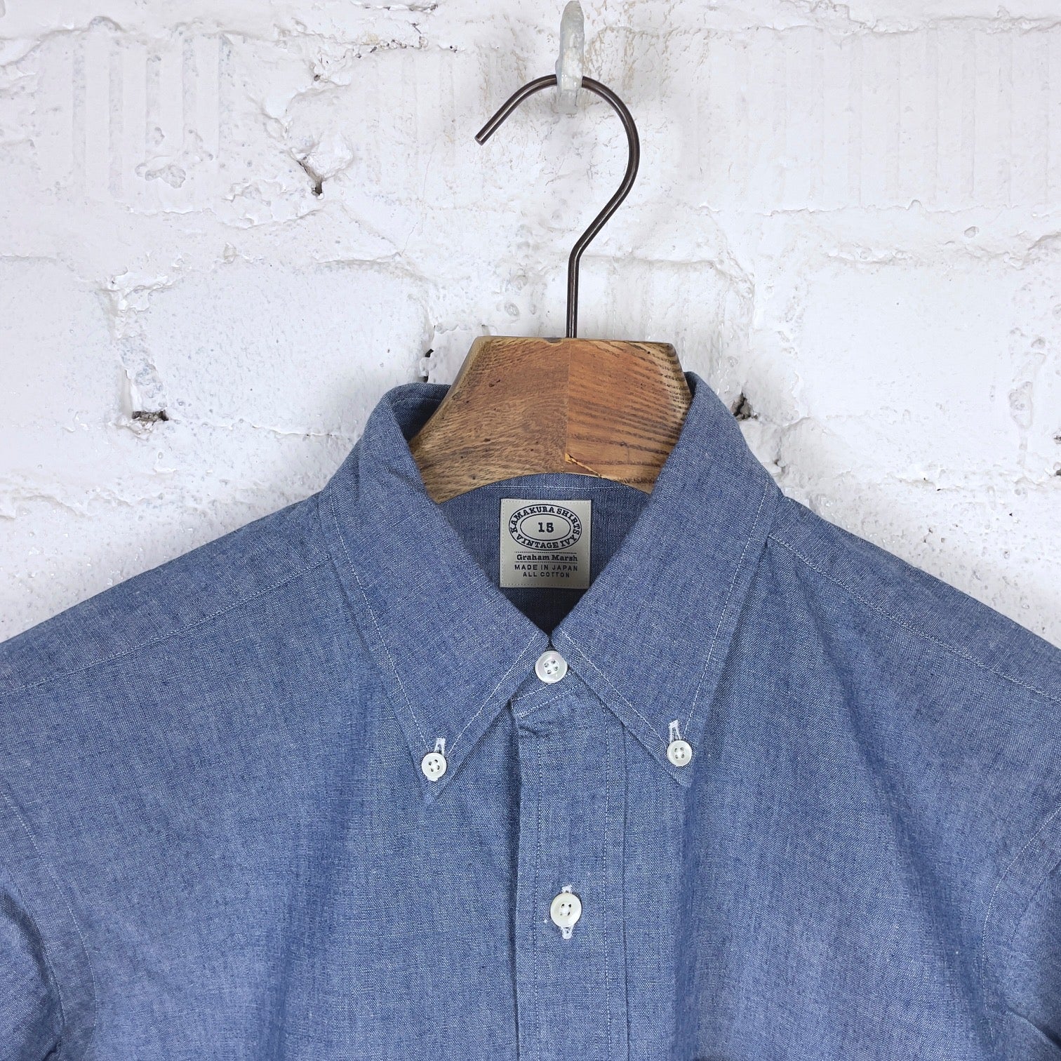 kamakura shirts | vintage ivy button down shirt blue chambray - Image 3
