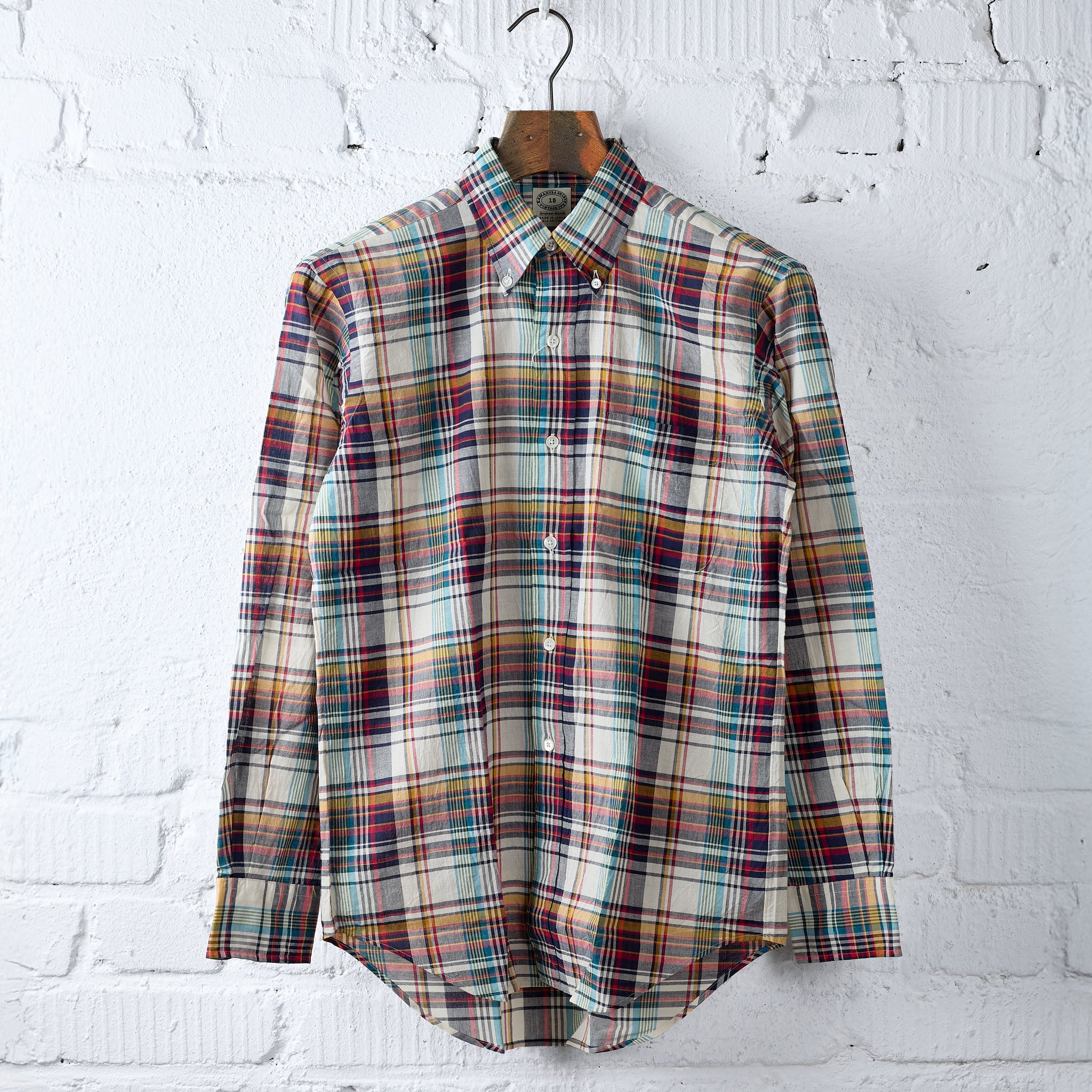 kamakura shirts | vintage ivy button down yellow madras plaid shirt